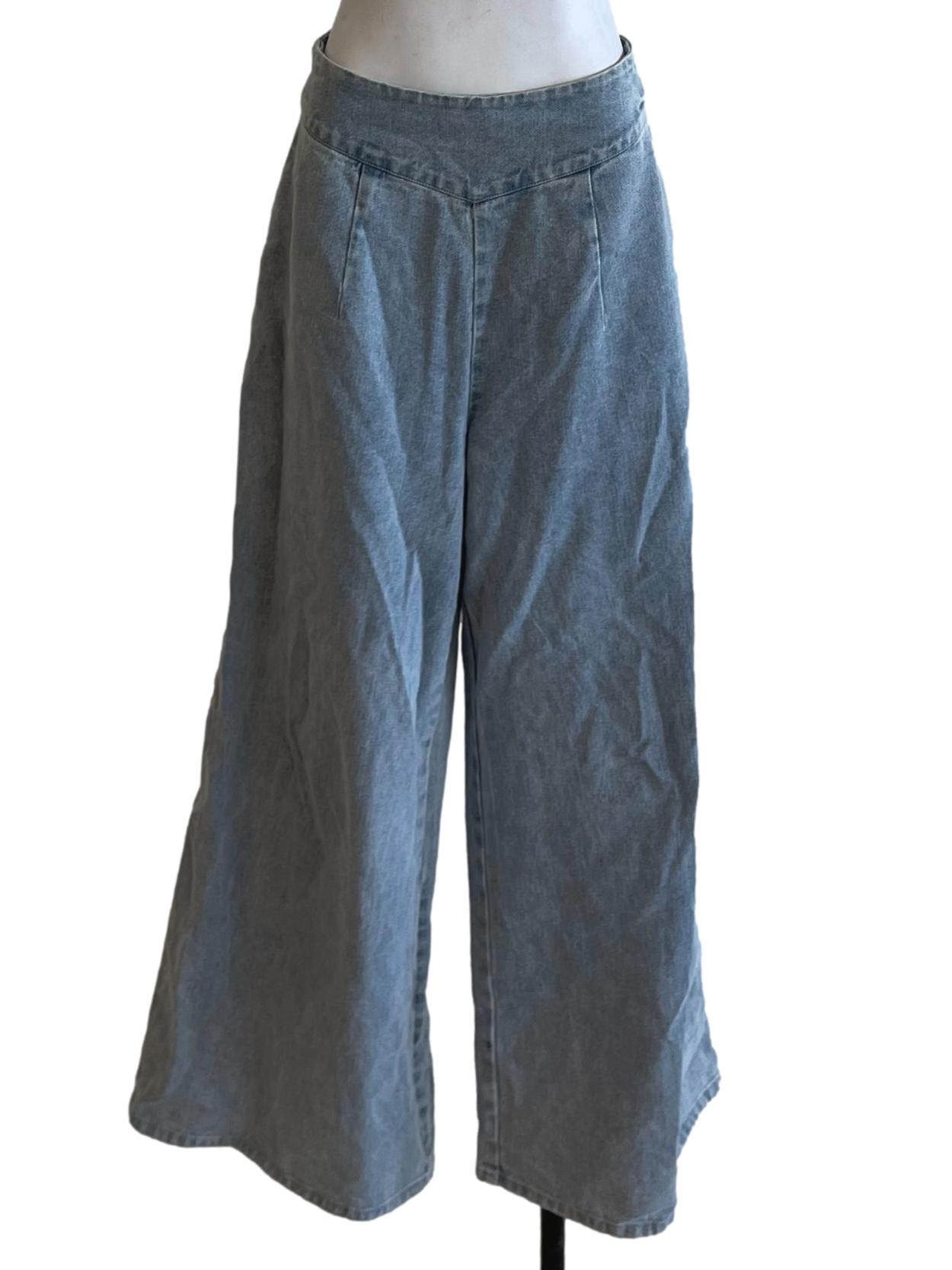 Light Blue Denim Wide Leg Jeans