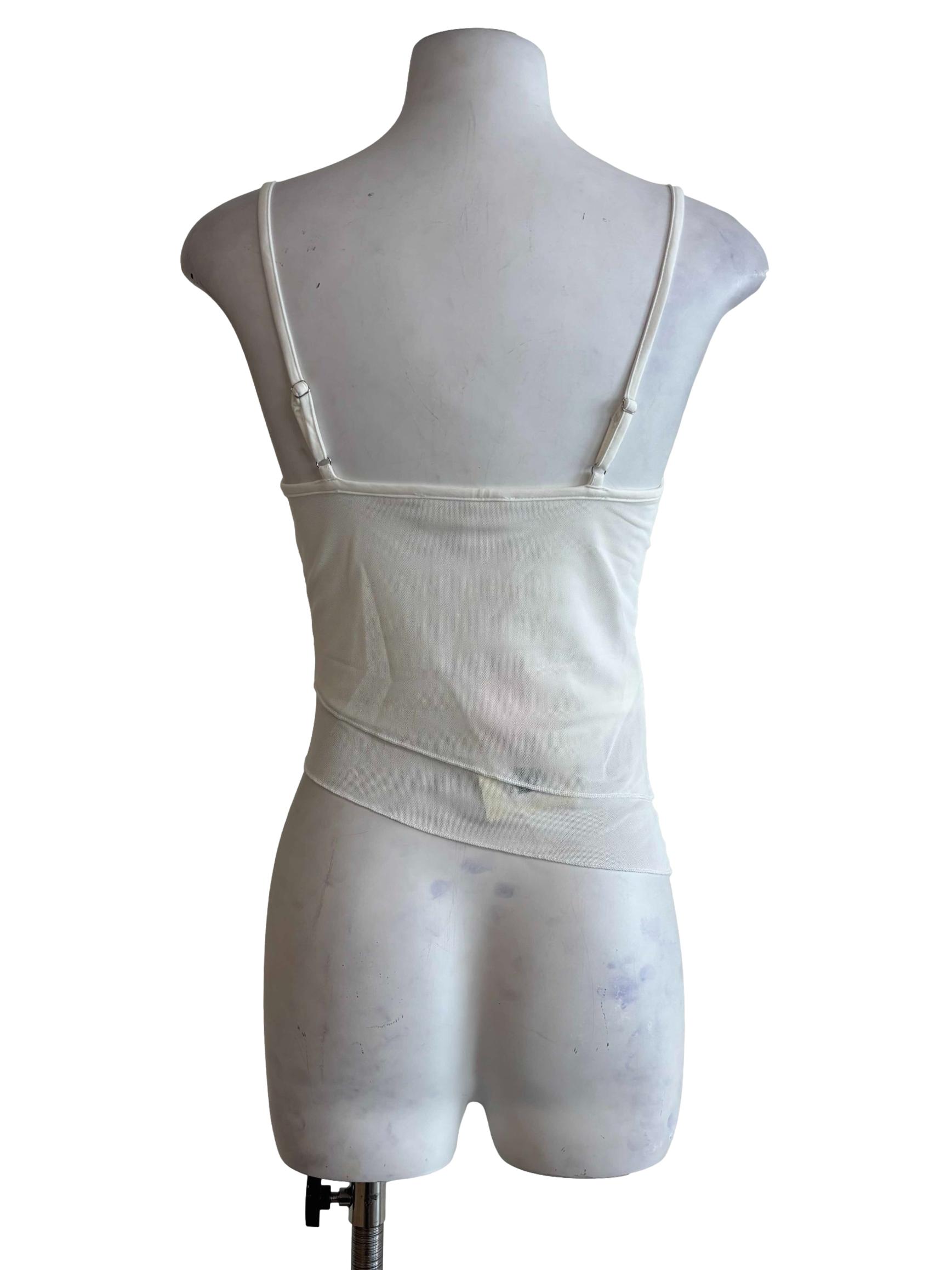 White Aubrey Mesh Ruffles Top