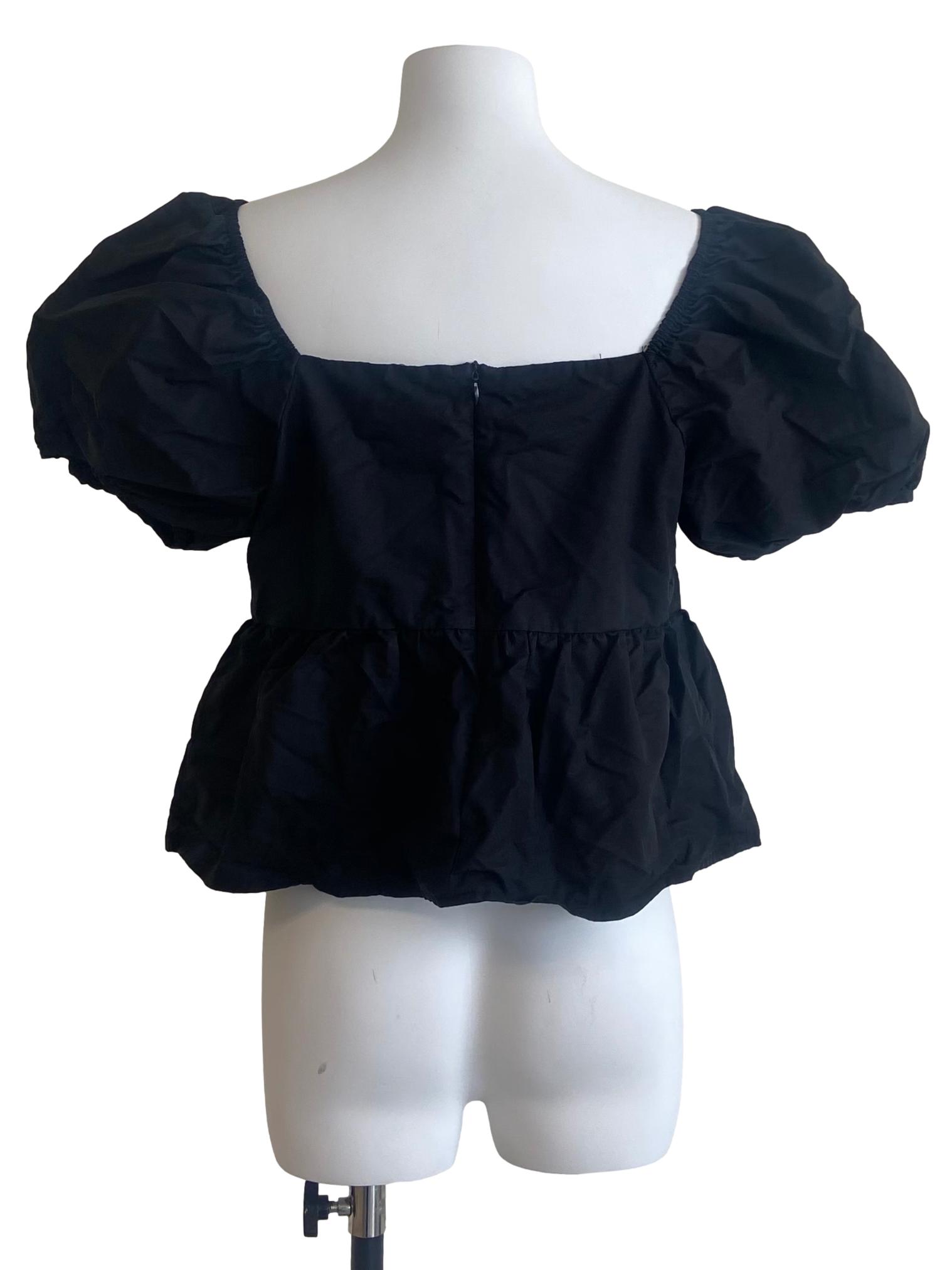 Black Square Neck Peplum Blouse