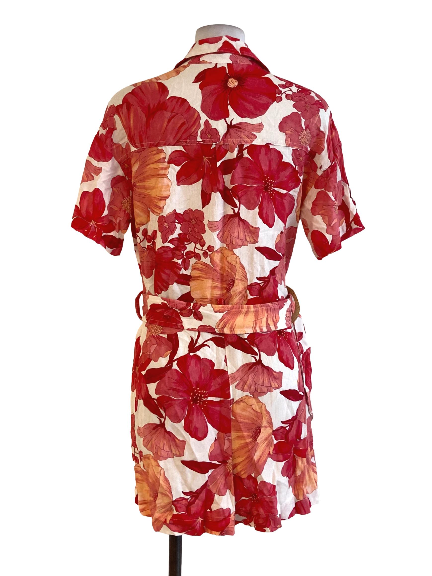 White & Pink Floral Button Down Rompers
