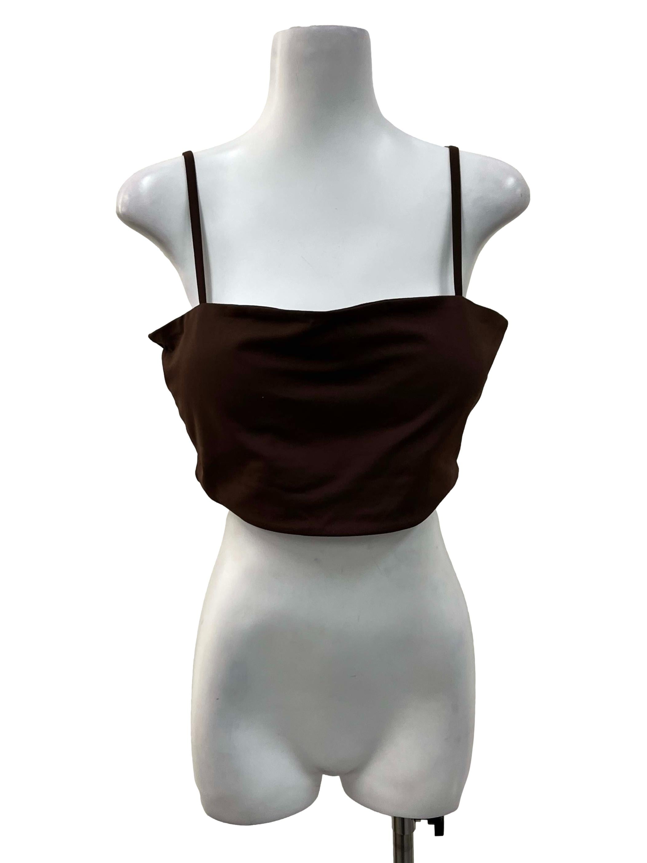 Brown Padded Tube Spaghetti Top
