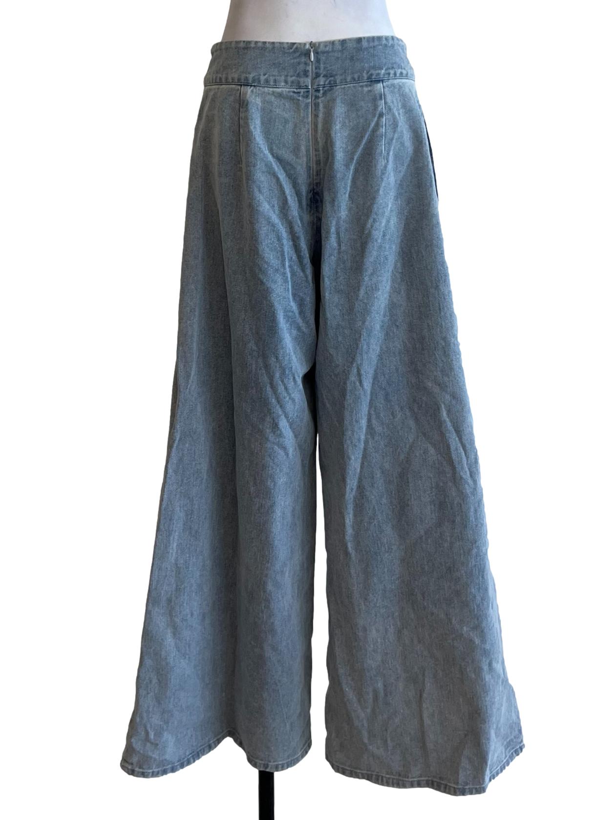 Light Blue Denim Wide Leg Jeans