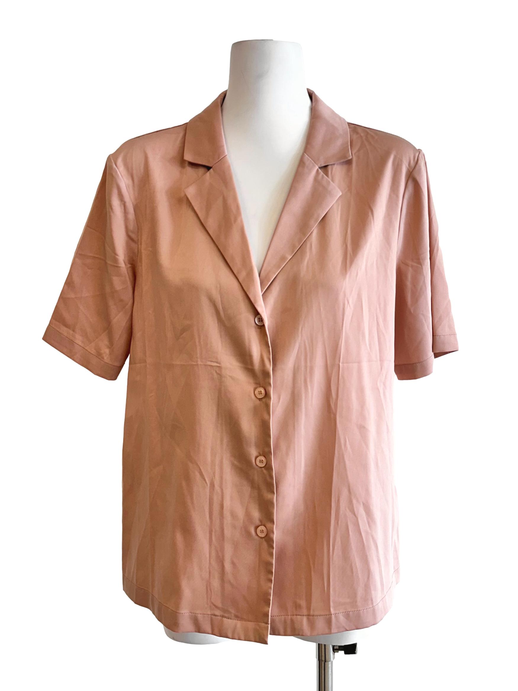 Coral Pink Collar Top