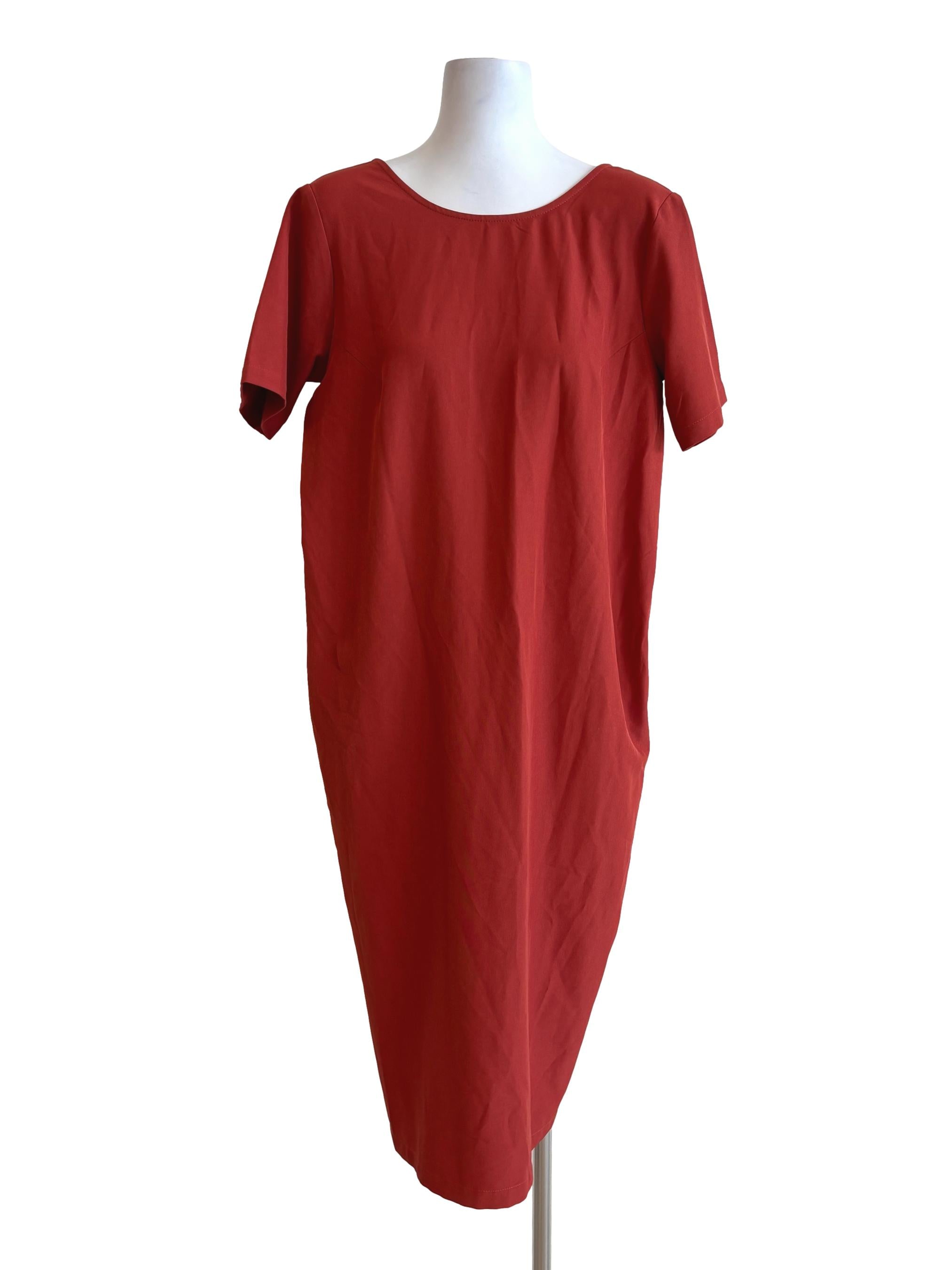 Flame Round Neck Plain Shift Dress LB