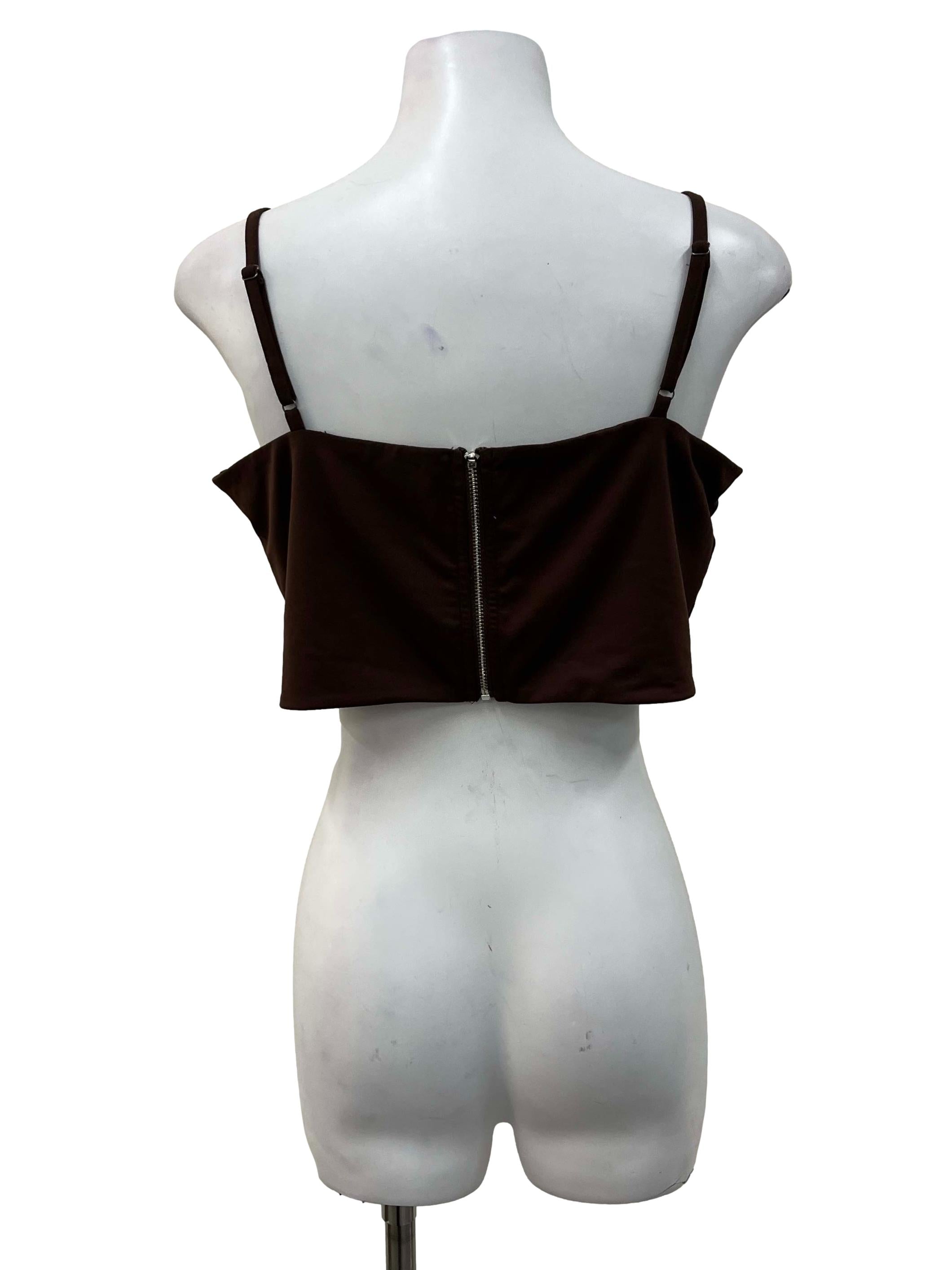 Brown Padded Tube Spaghetti Top