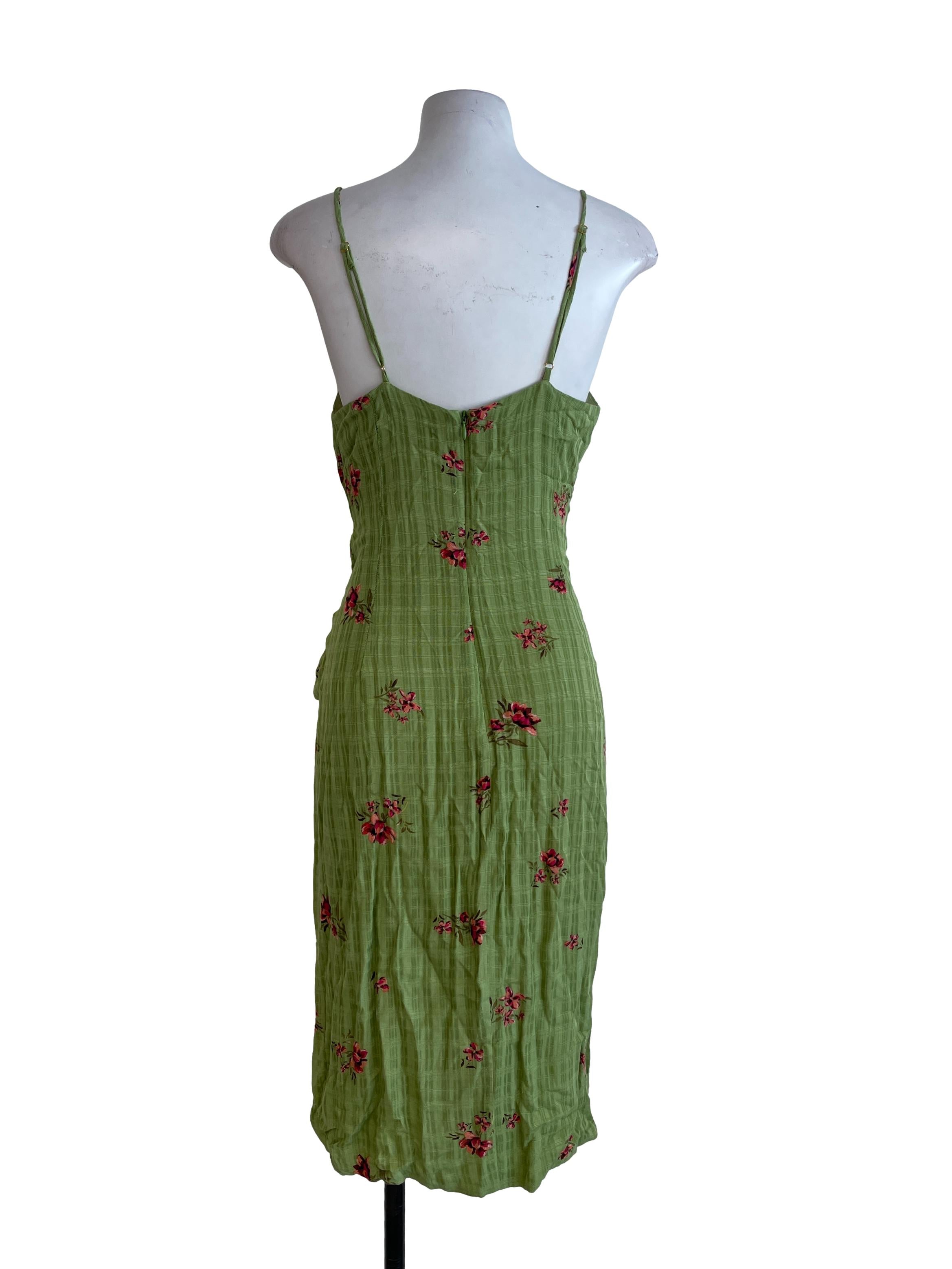 Pear Green Floral Wrap Dress