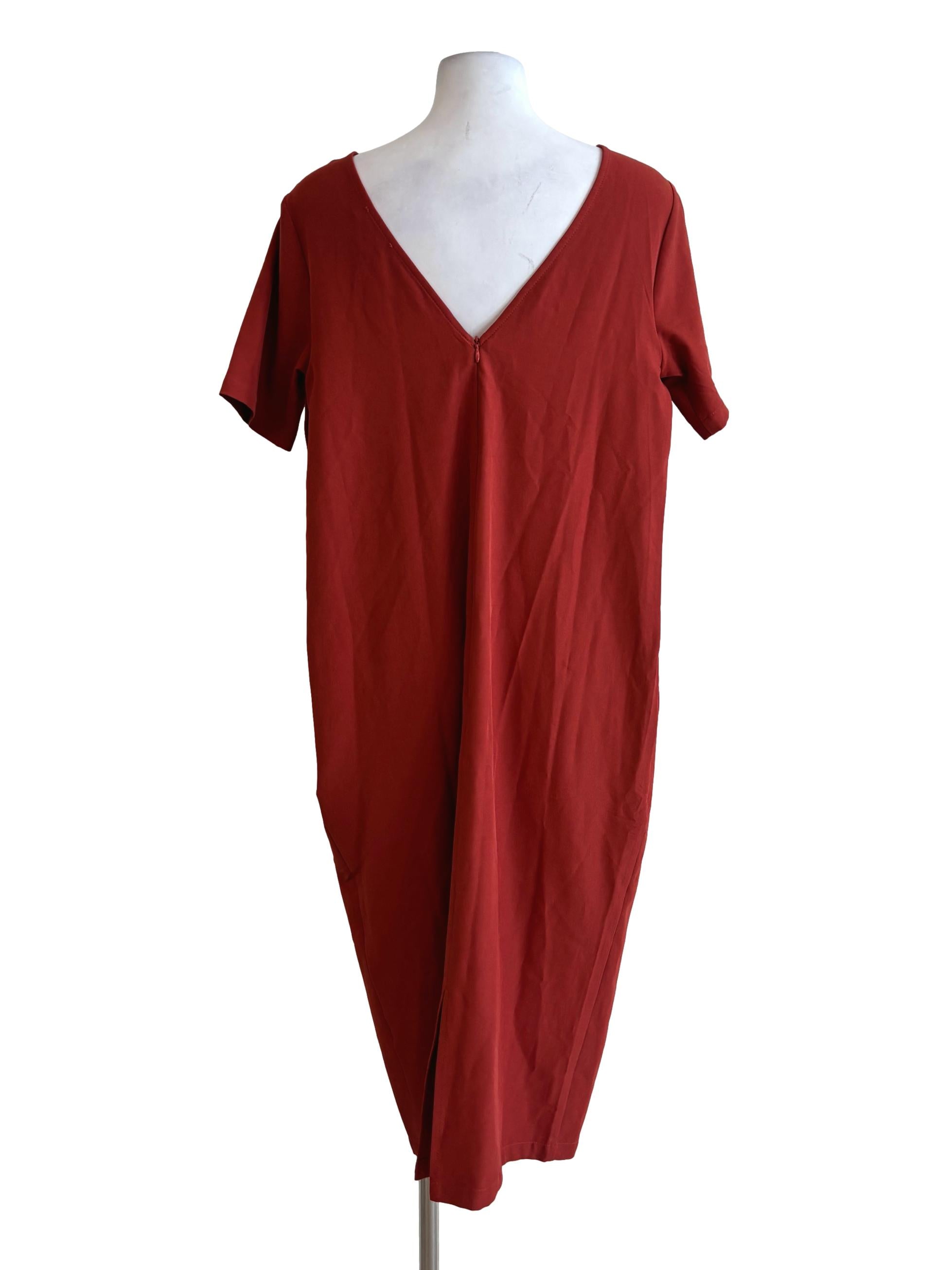 Flame Round Neck Plain Shift Dress LB