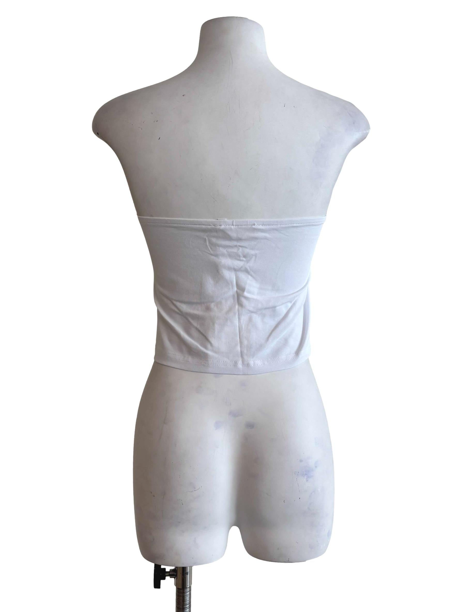 White Anaya Ruched Tube Padded Top