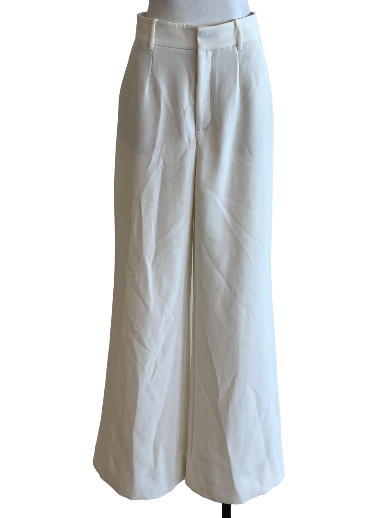 White High-Waisted Formal Pants