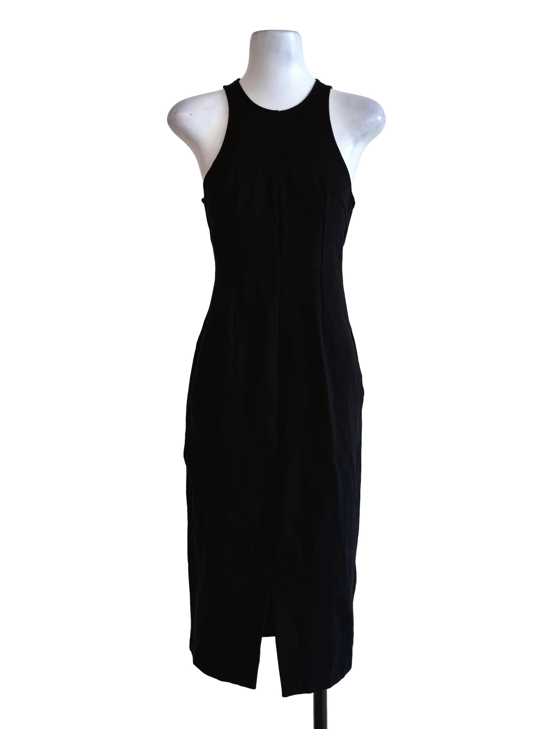 Elastic Black Round Neck Shift Dress LB