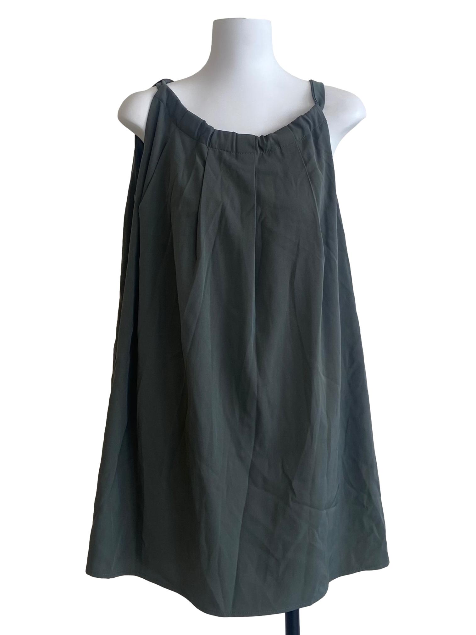 Sage Green Twill Slip Mini Dress
