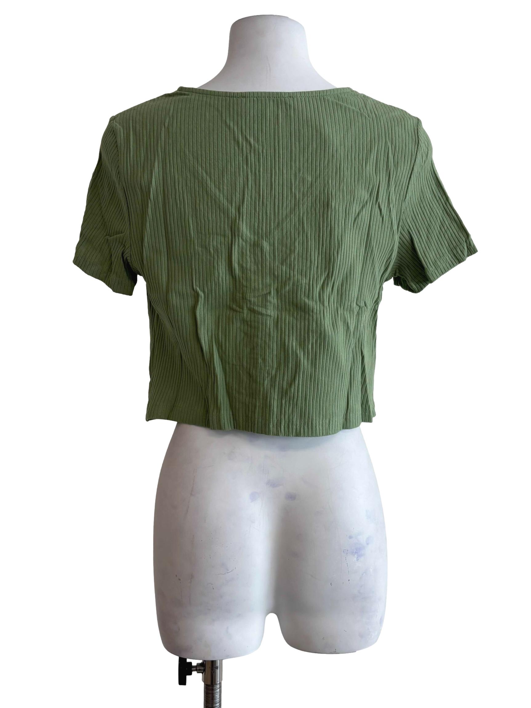 Green Shea Drawstring Ribbed Top