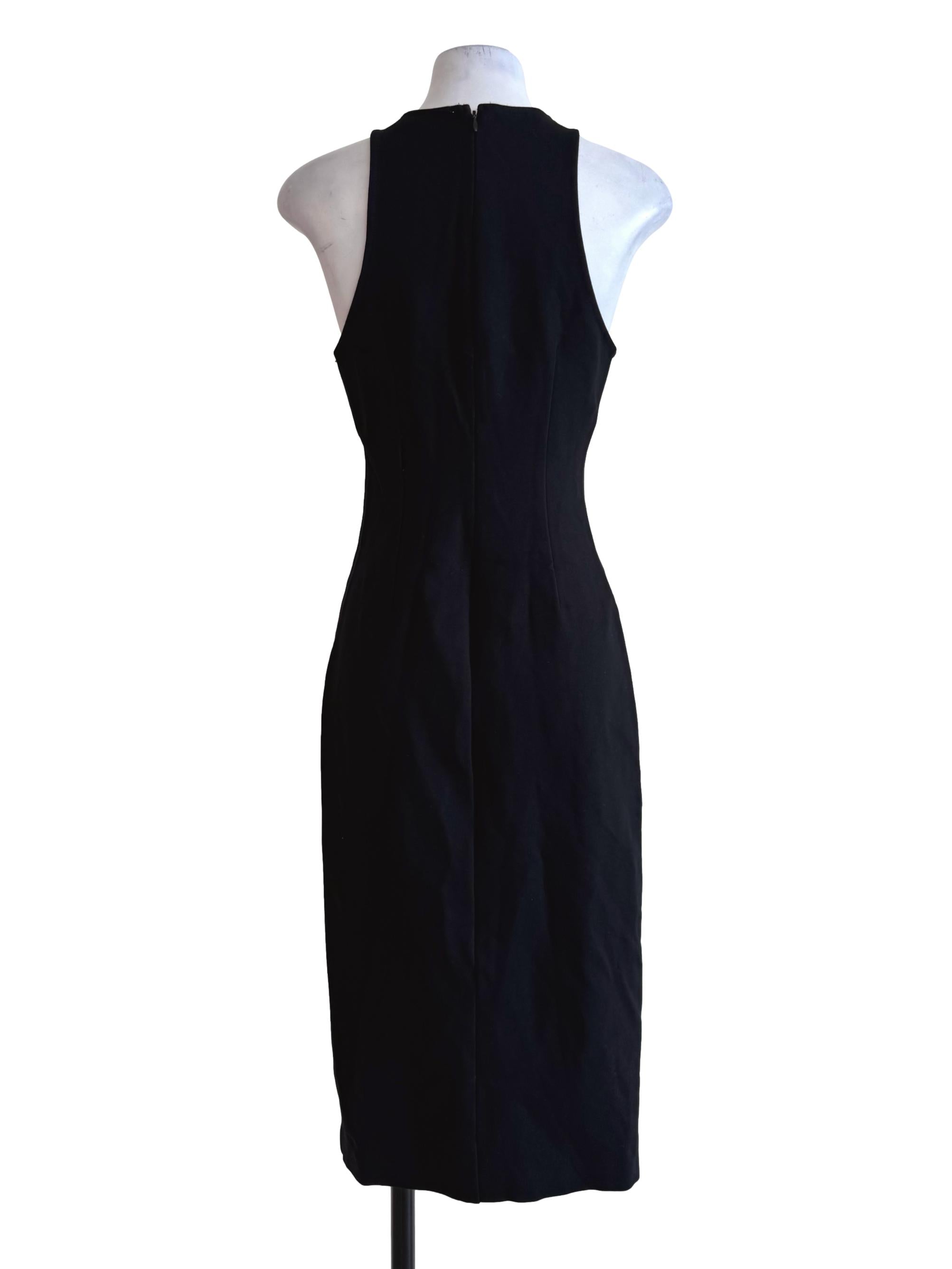 Elastic Black Round Neck Shift Dress LB