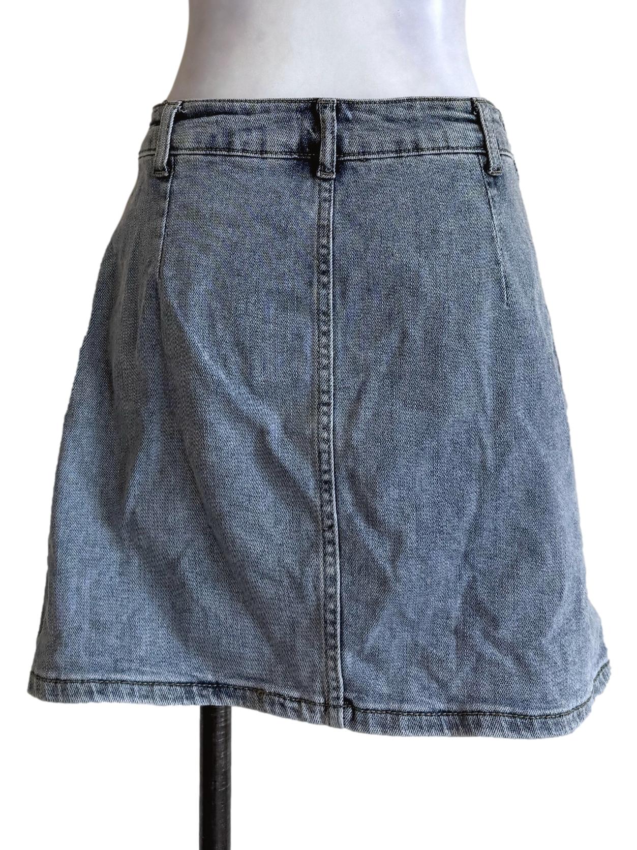 Acid Wash Blue Denim Mini Skirt