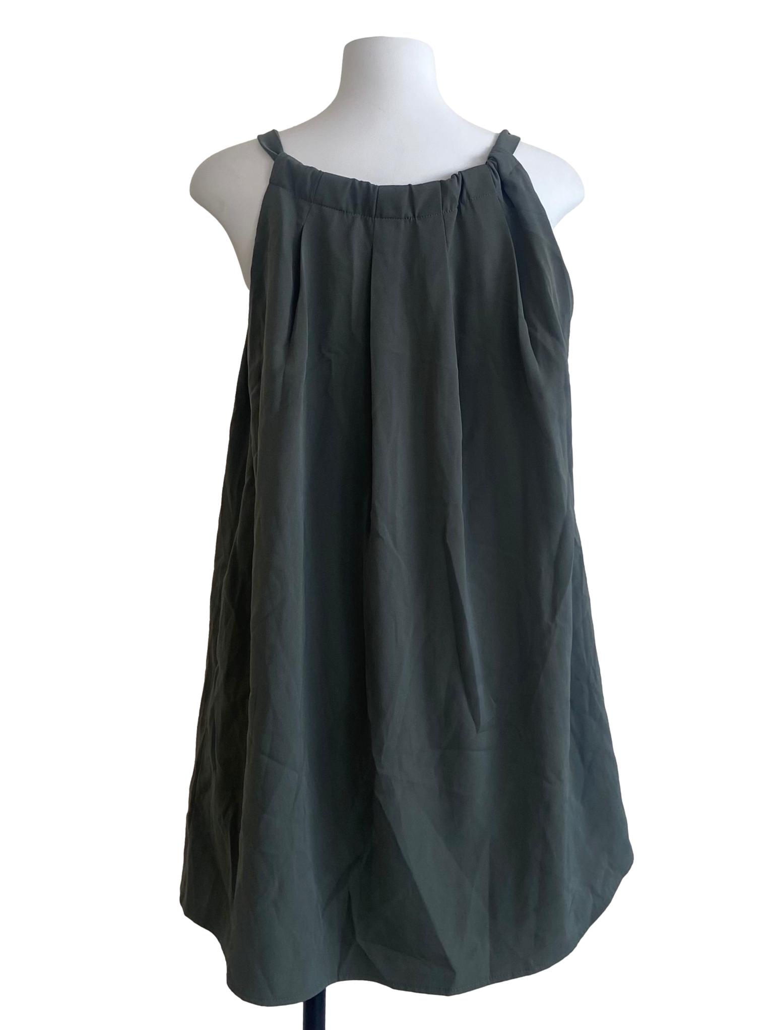 Sage Green Twill Slip Mini Dress