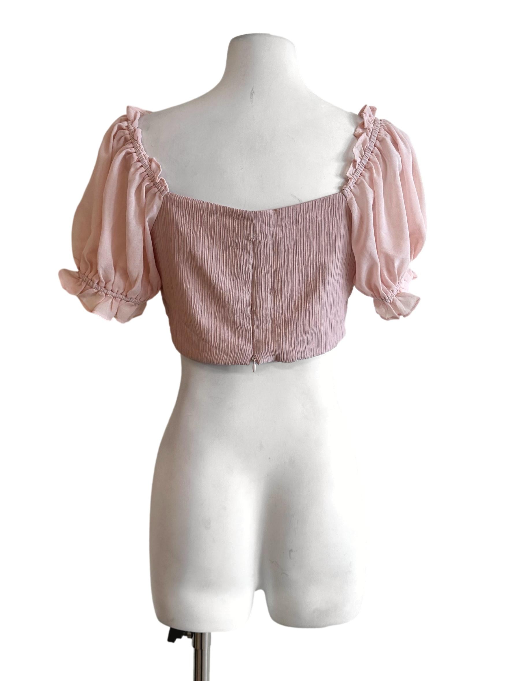 Salmon Pink Padded Crop Top