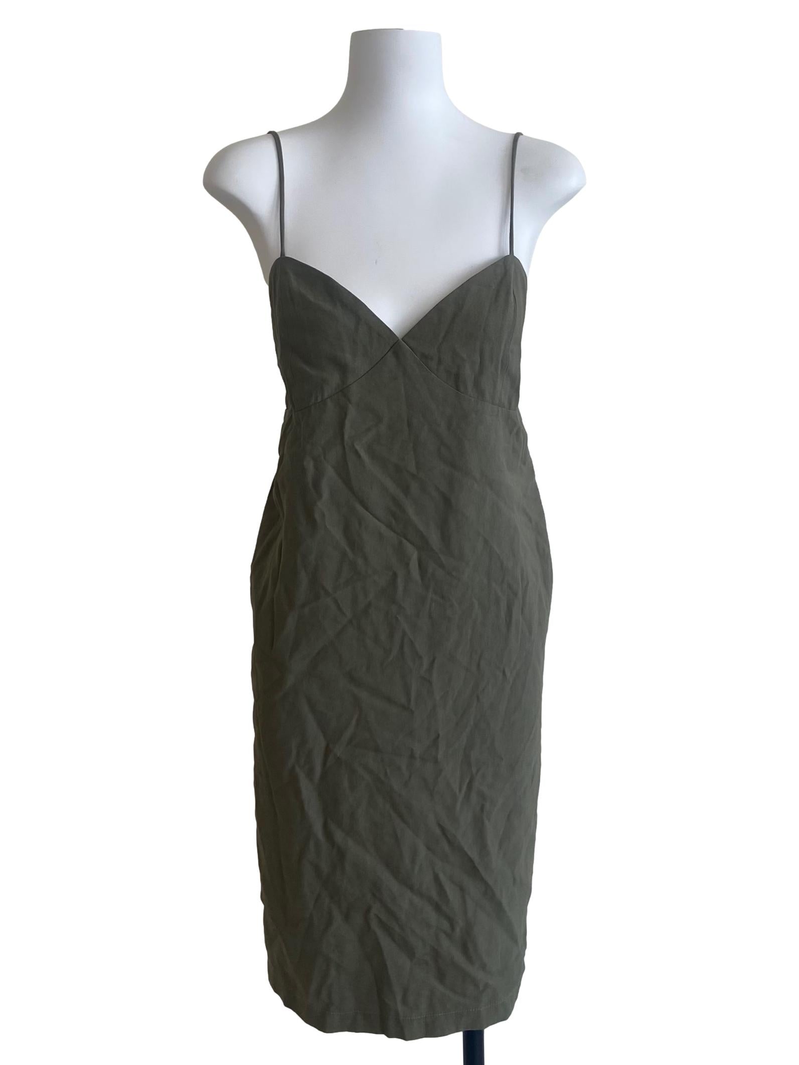 Sage Green Spaghetti Strap Slip Mini Dress TEM