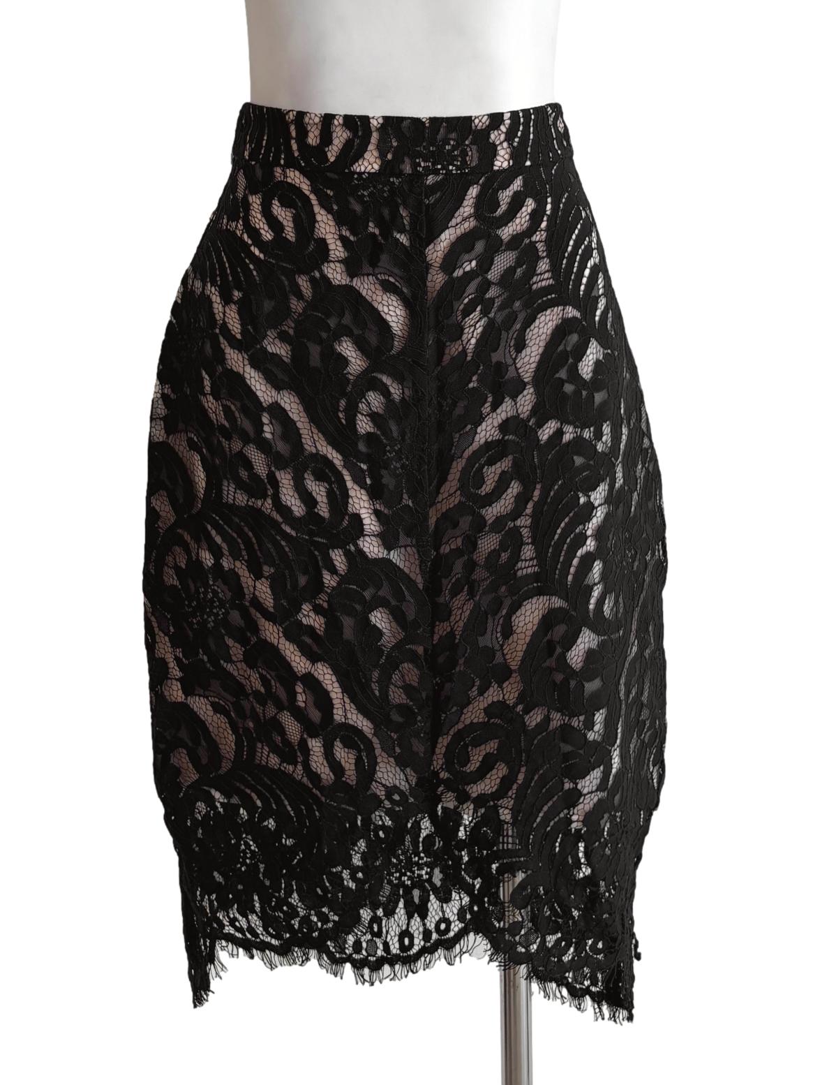 Black Lace Lined Mini Skirt