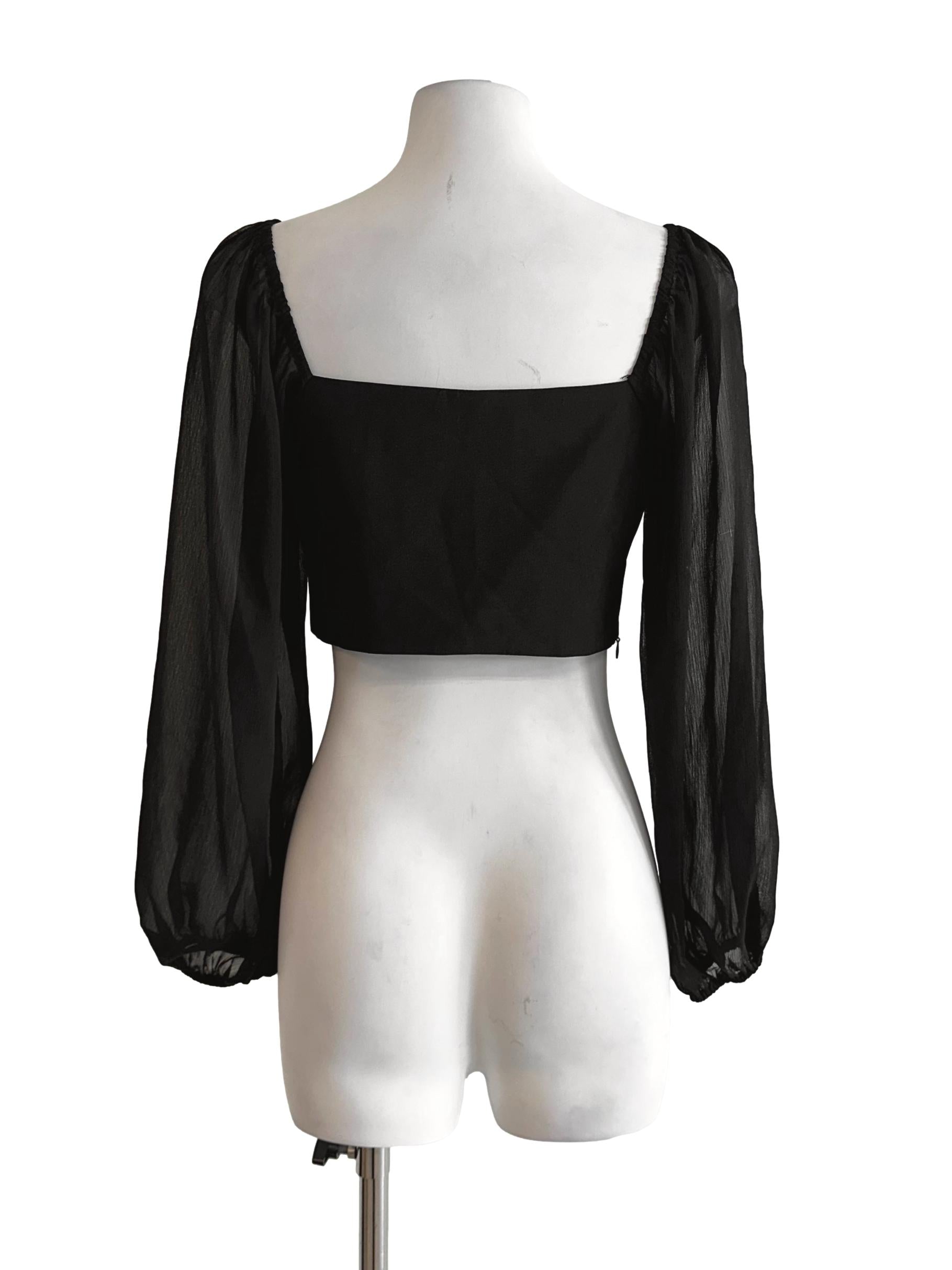 Ink Black Padded Crop Top