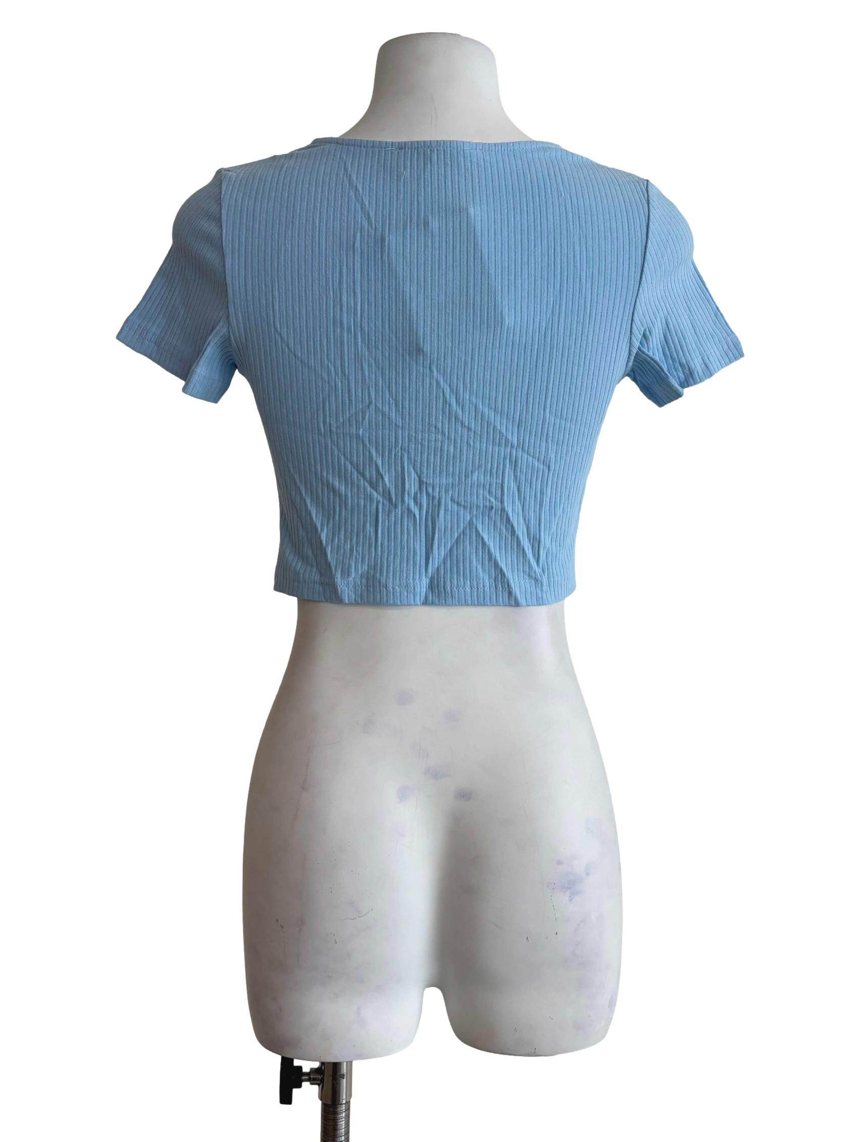 Blue Shea Drawstring Ribbed Top