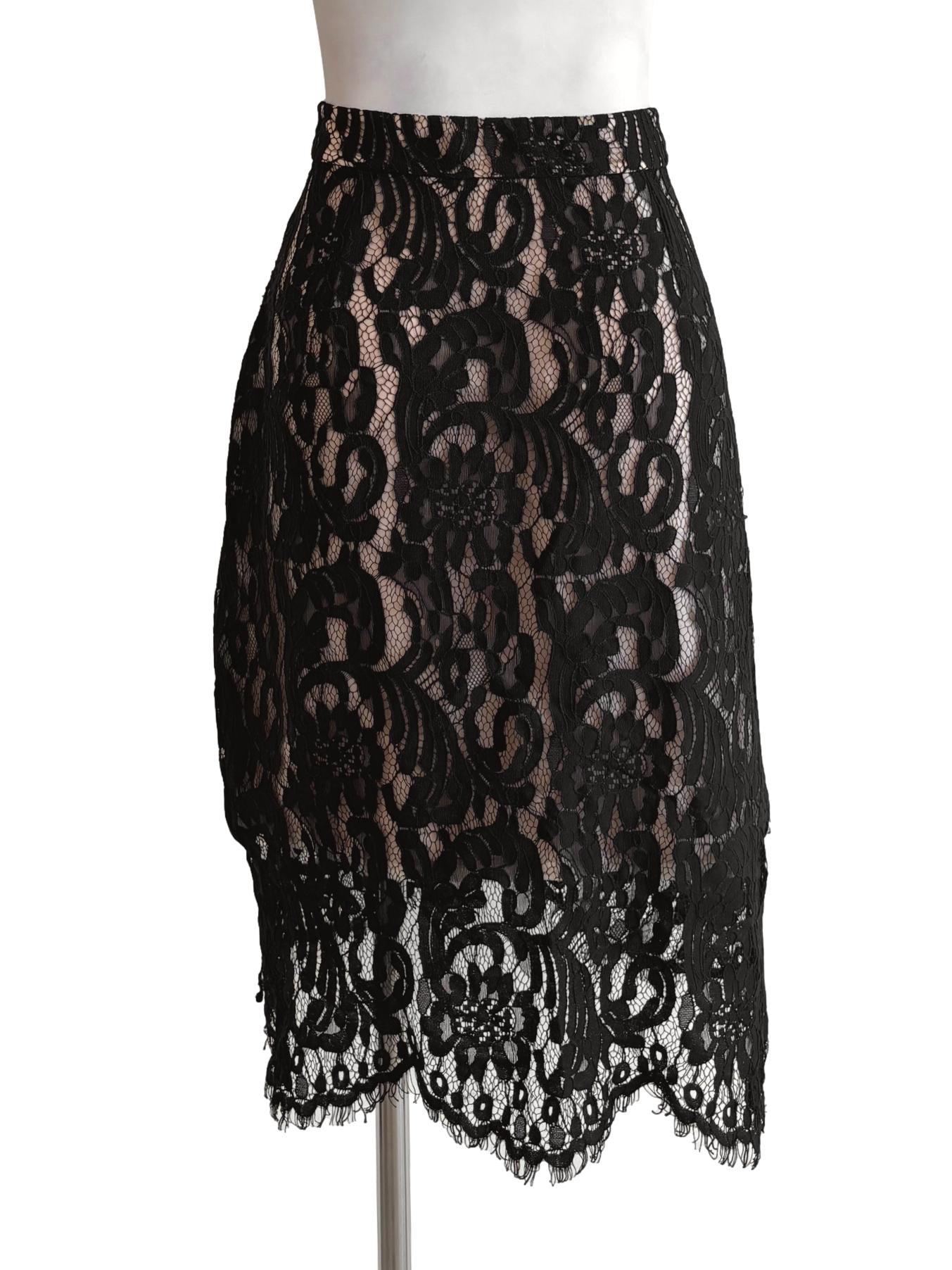 Black Lace Lined Mini Skirt