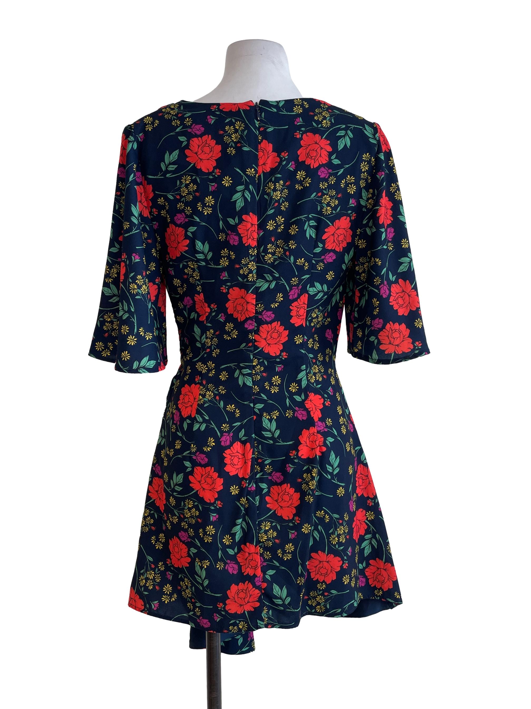 Peacock Blue Floral Dress