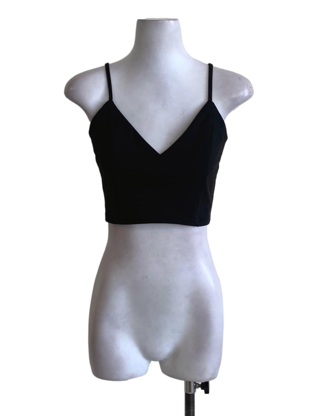 Black V-Neckline Cropped Tank Top