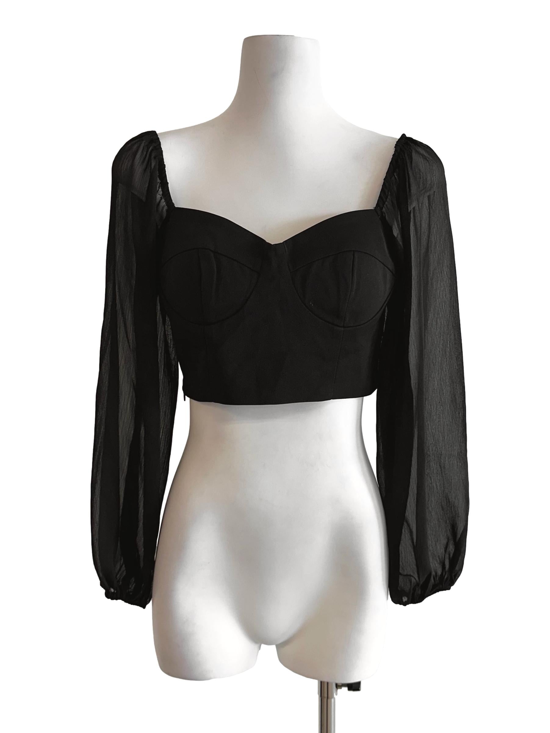 Ink Black Padded Crop Top