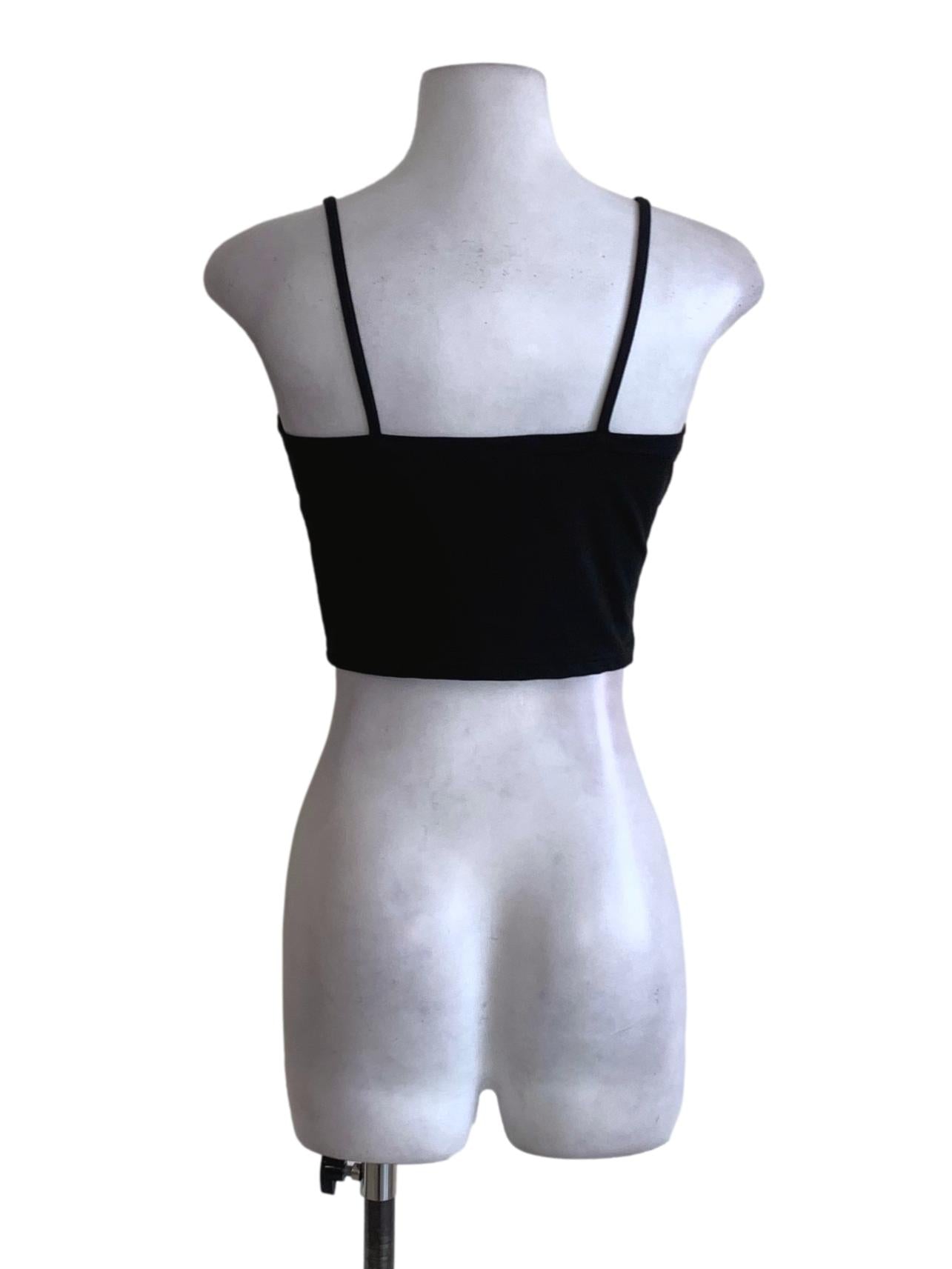 Black V-Neckline Cropped Tank Top