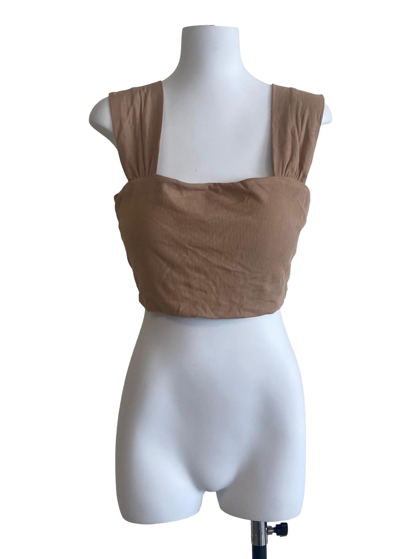 Parchment Beige Sleeveless Crop Top