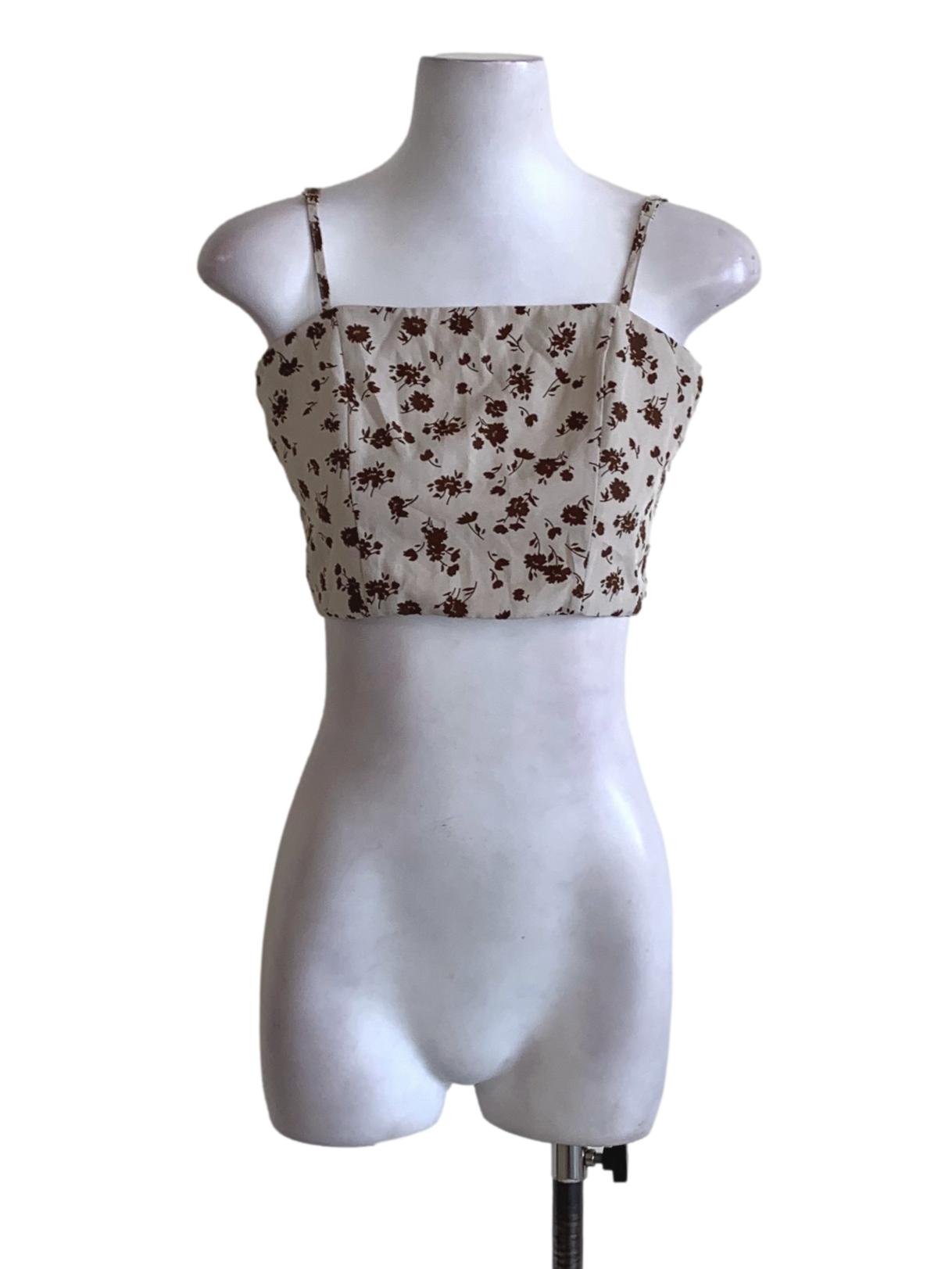 Beige Floral Sleeveless Top TTR