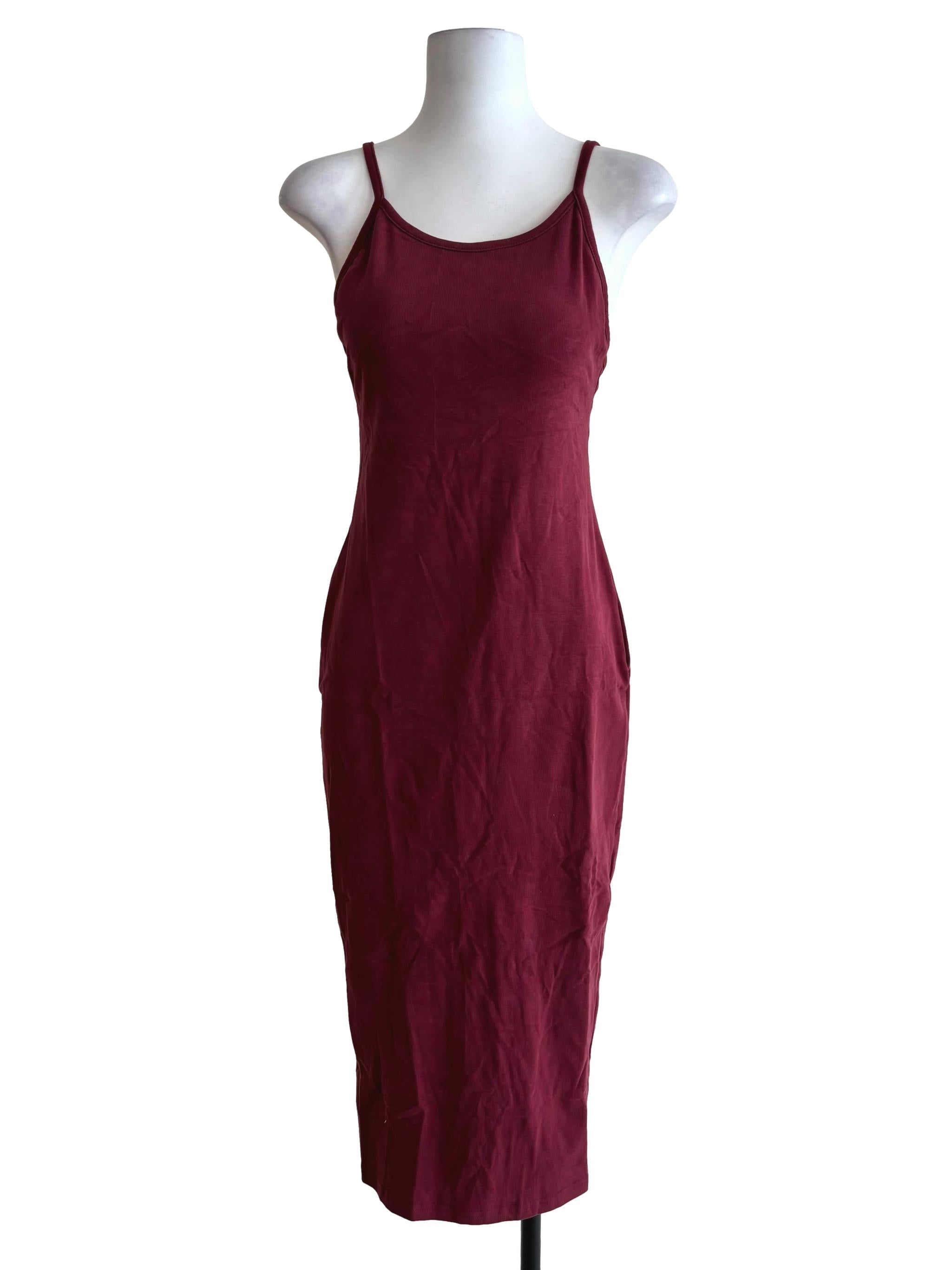 Maroon Reine Low Back Padded Dress