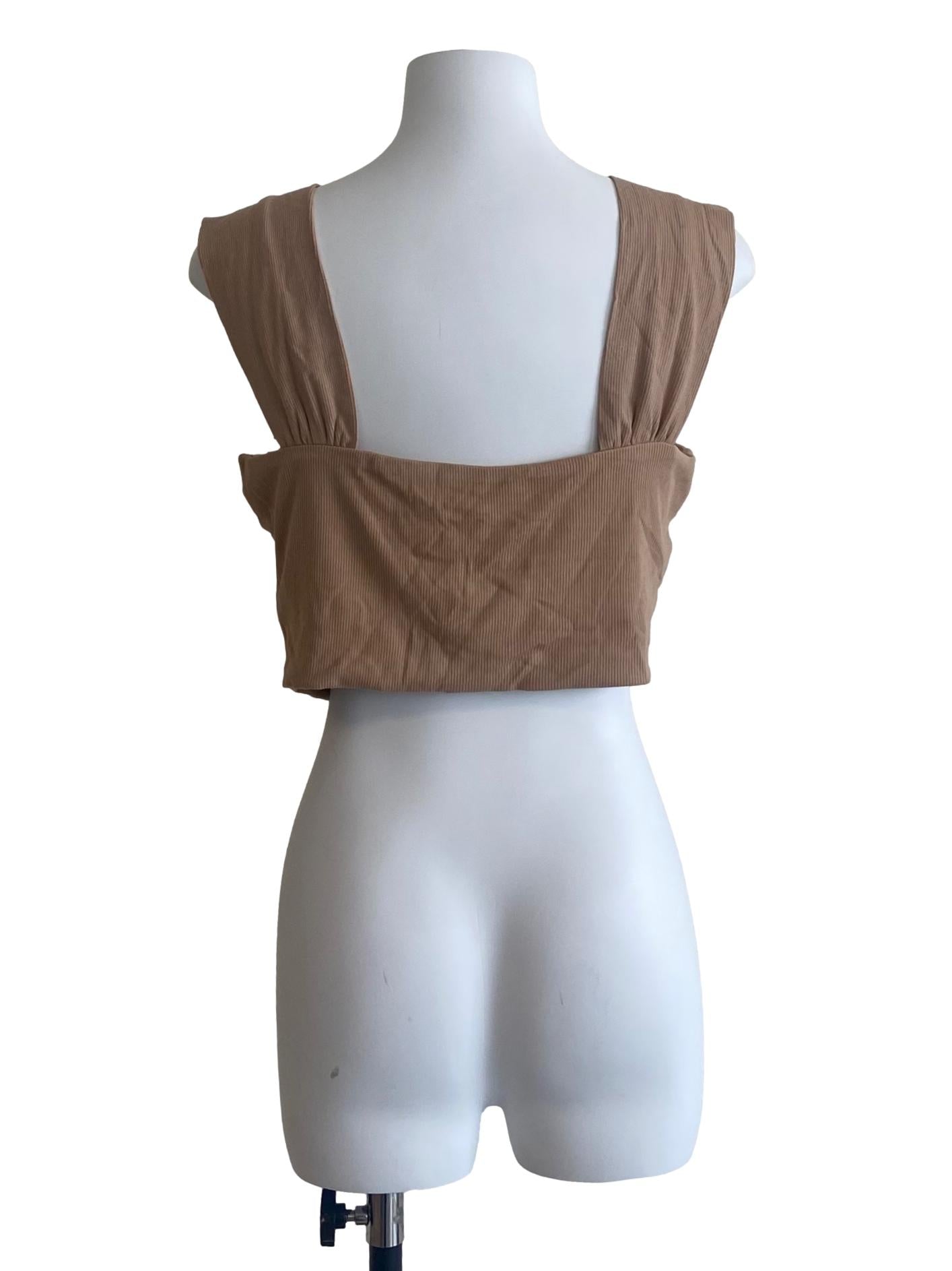 Parchment Beige Sleeveless Crop Top