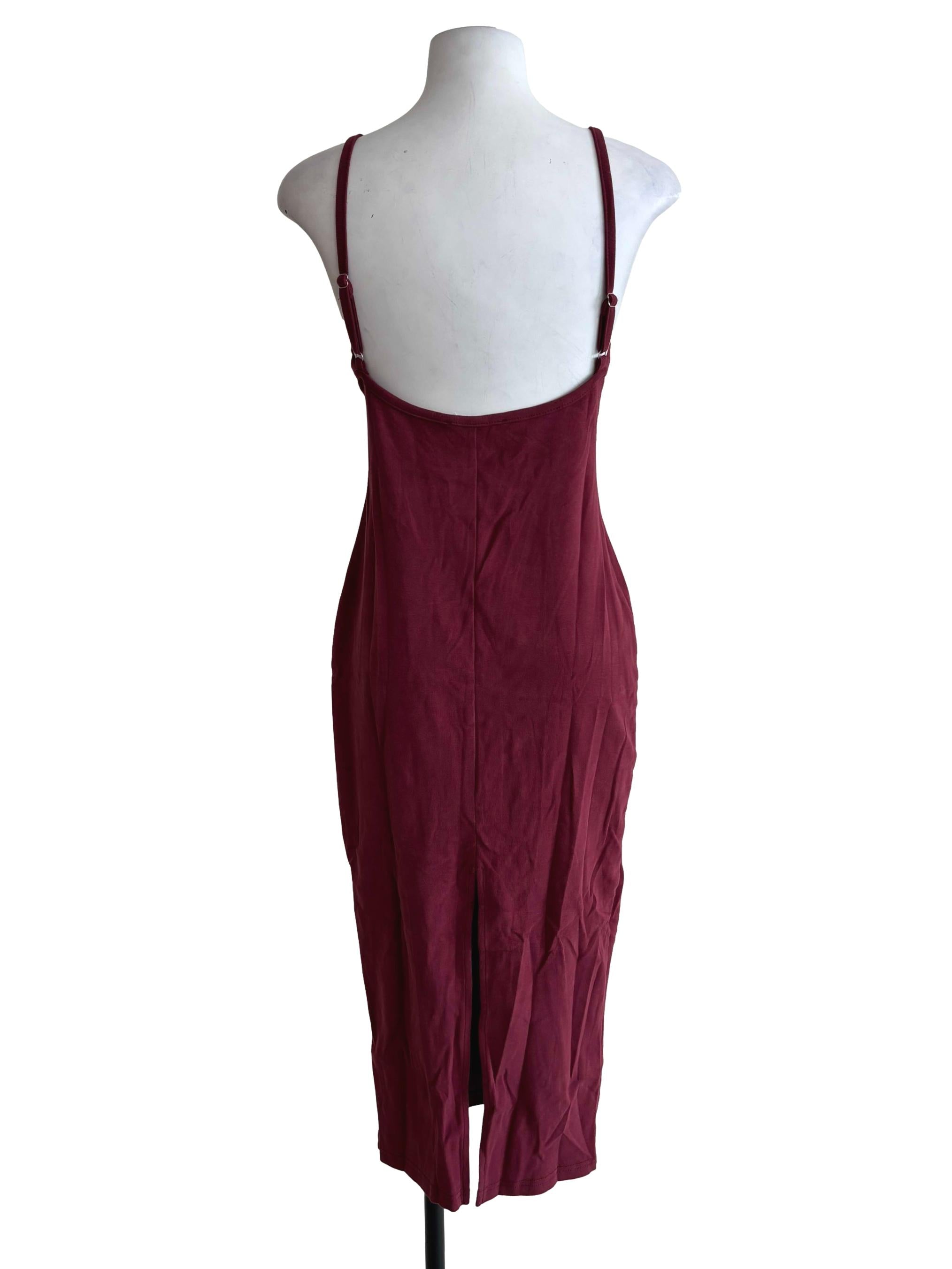 Maroon Reine Low Back Padded Dress