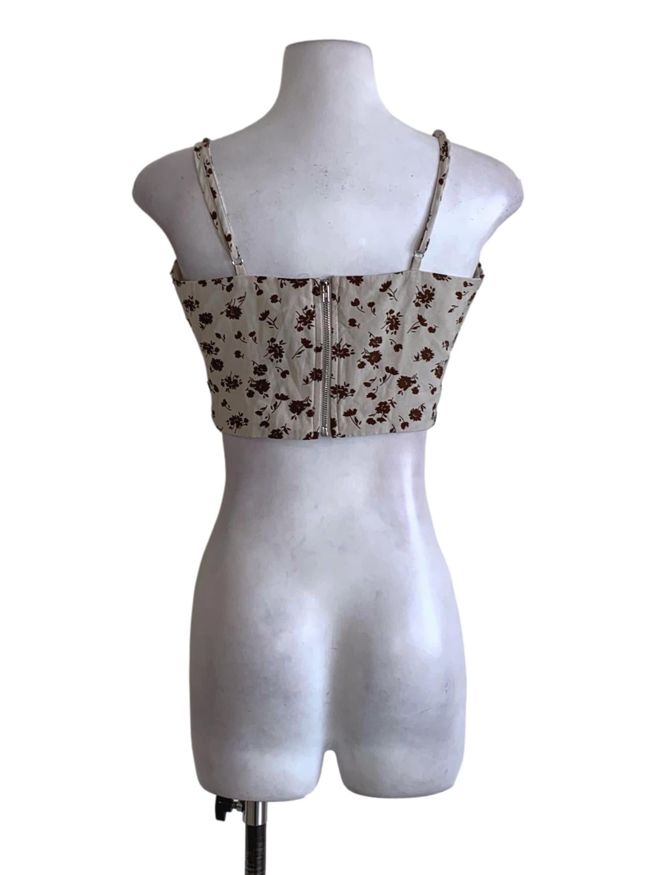 Beige Floral Sleeveless Top TTR