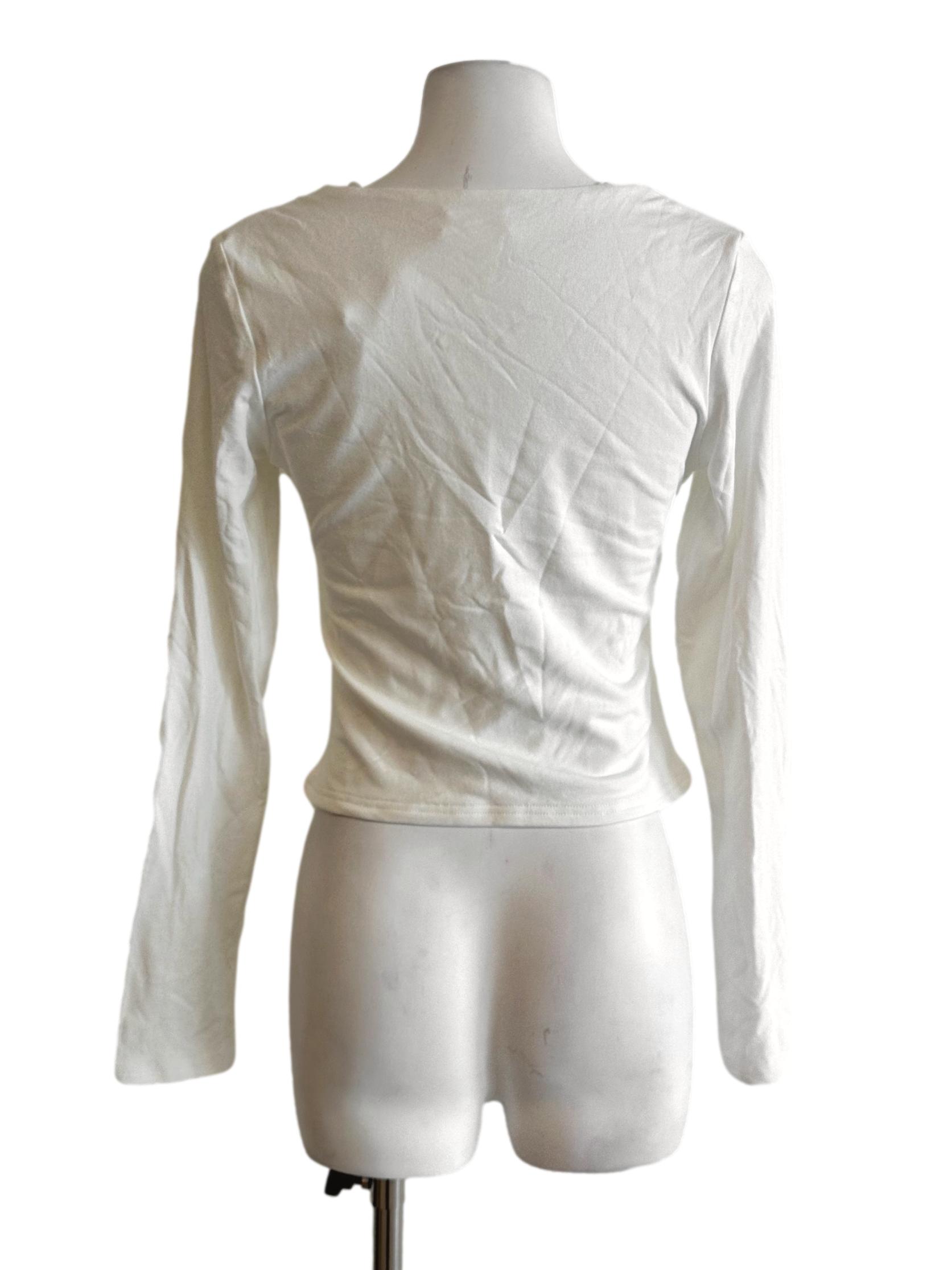 Cotton White Padded Long Sleeves Top