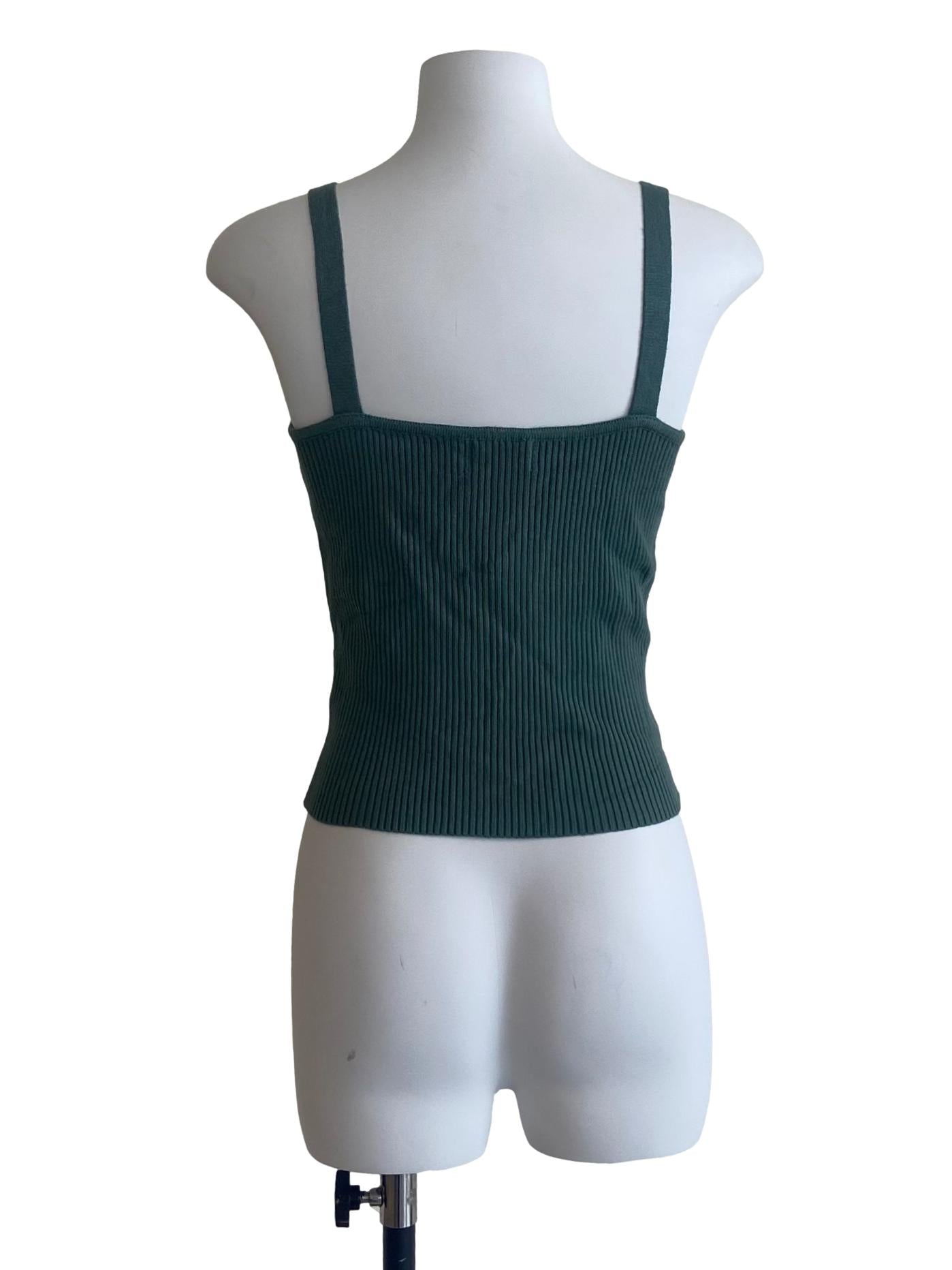 Fern Green Sleeveless Pencil Stripe Knit Top