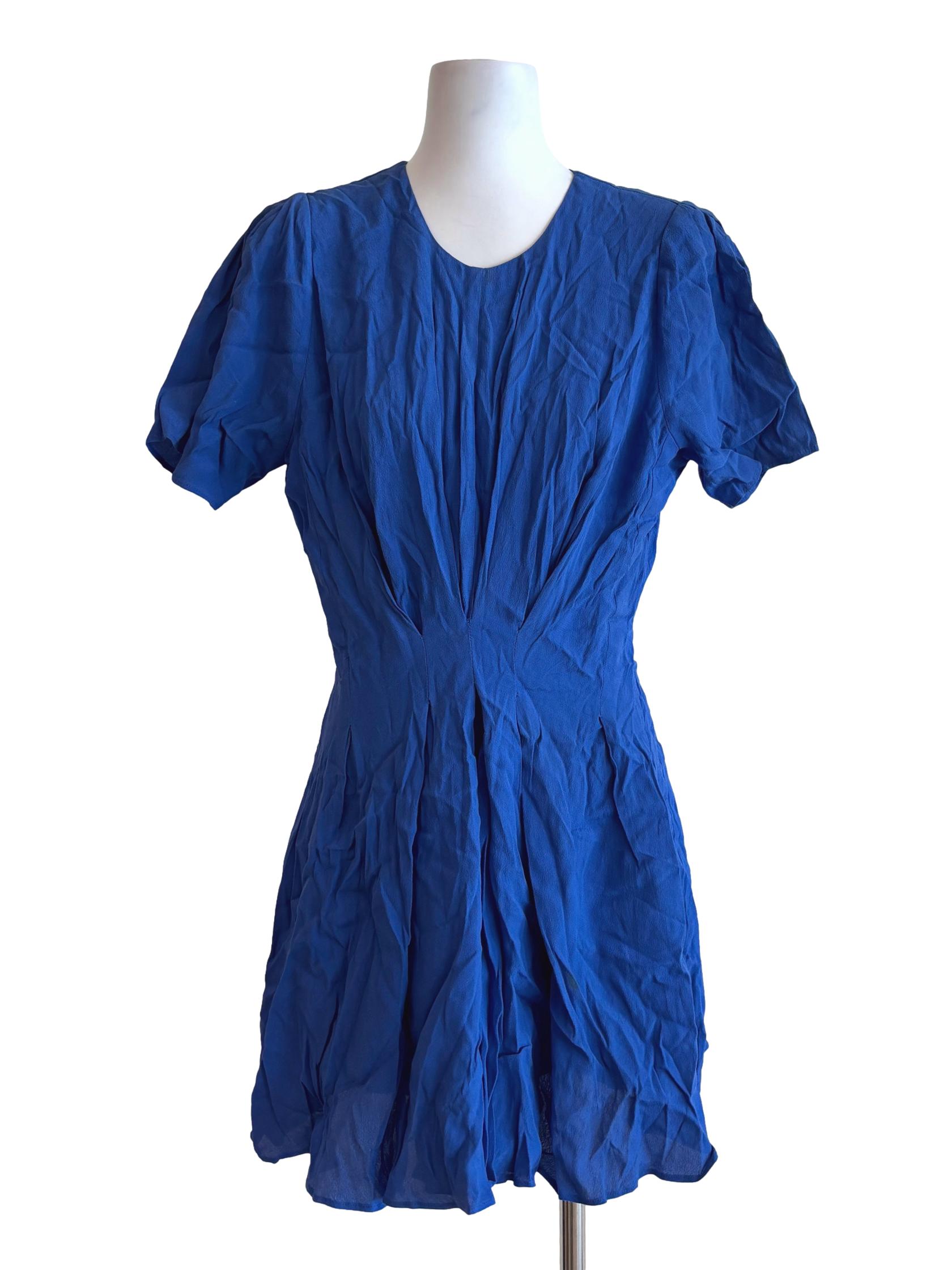Cerulean Blue Fitted Waist Cotton Romper