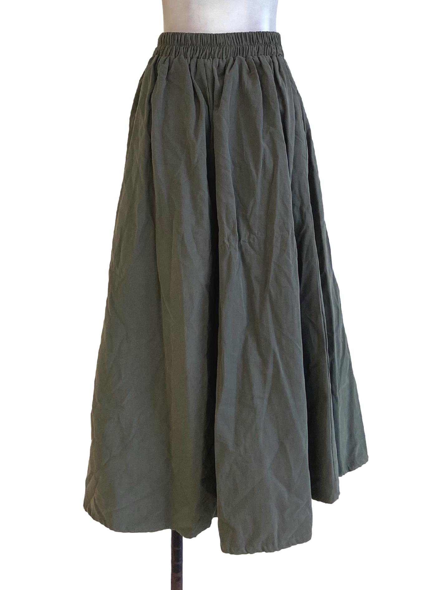 Pickle Green Twill Palazzo Pants