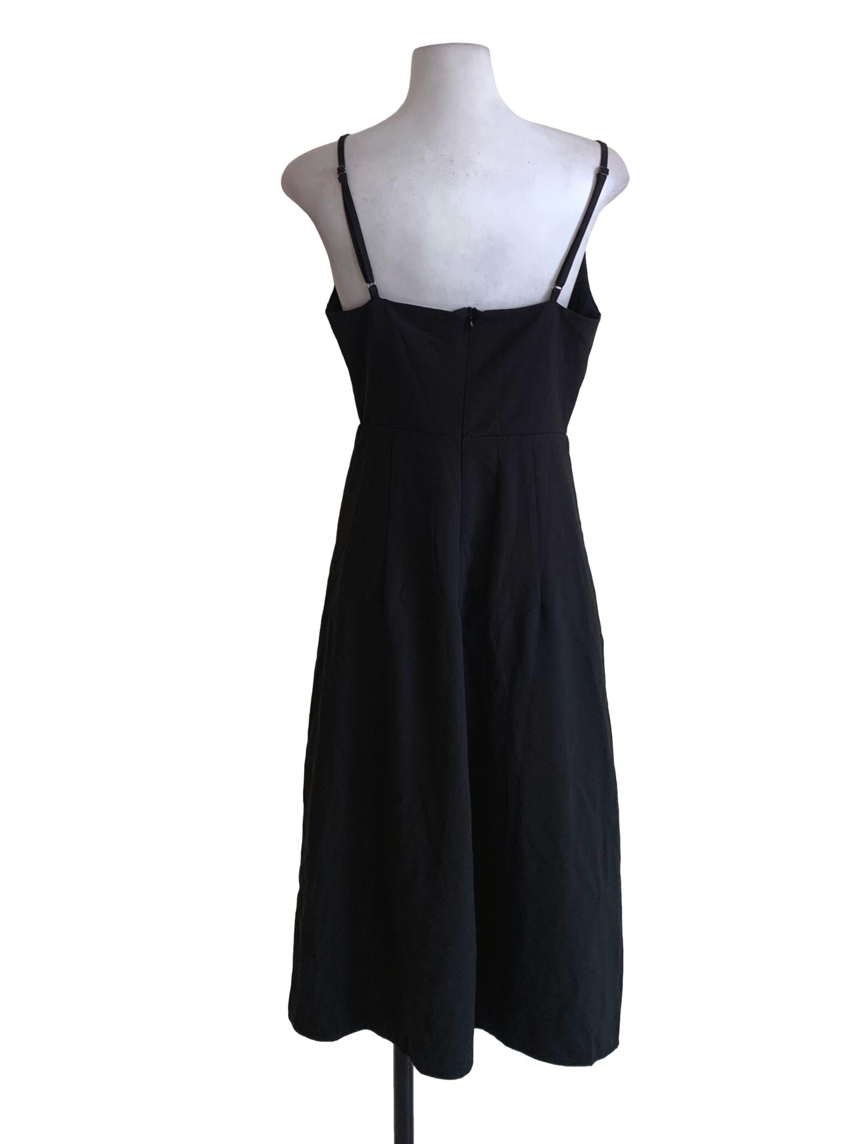 Black V-Neckline A-Line Dress YHF