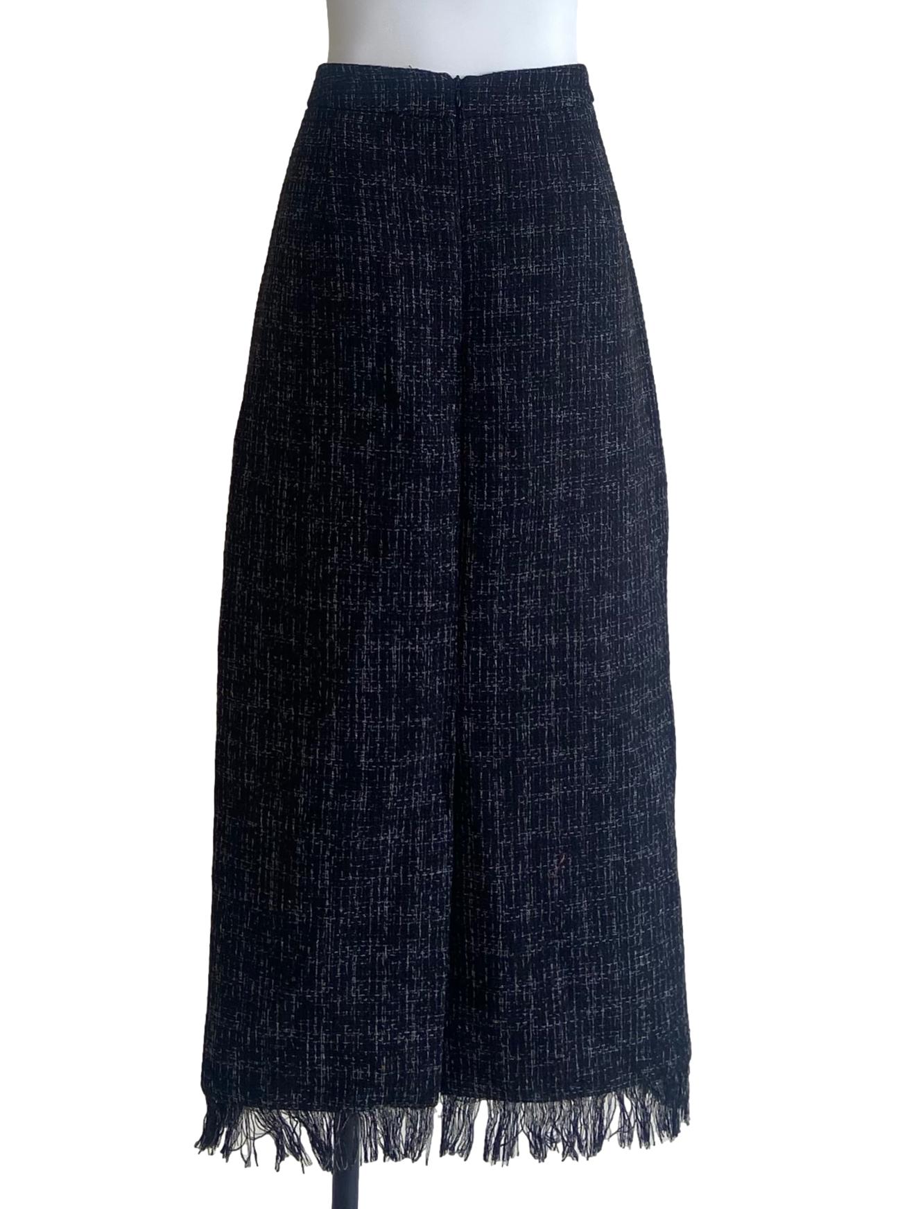 Black Tweed Slit Tube Skirt