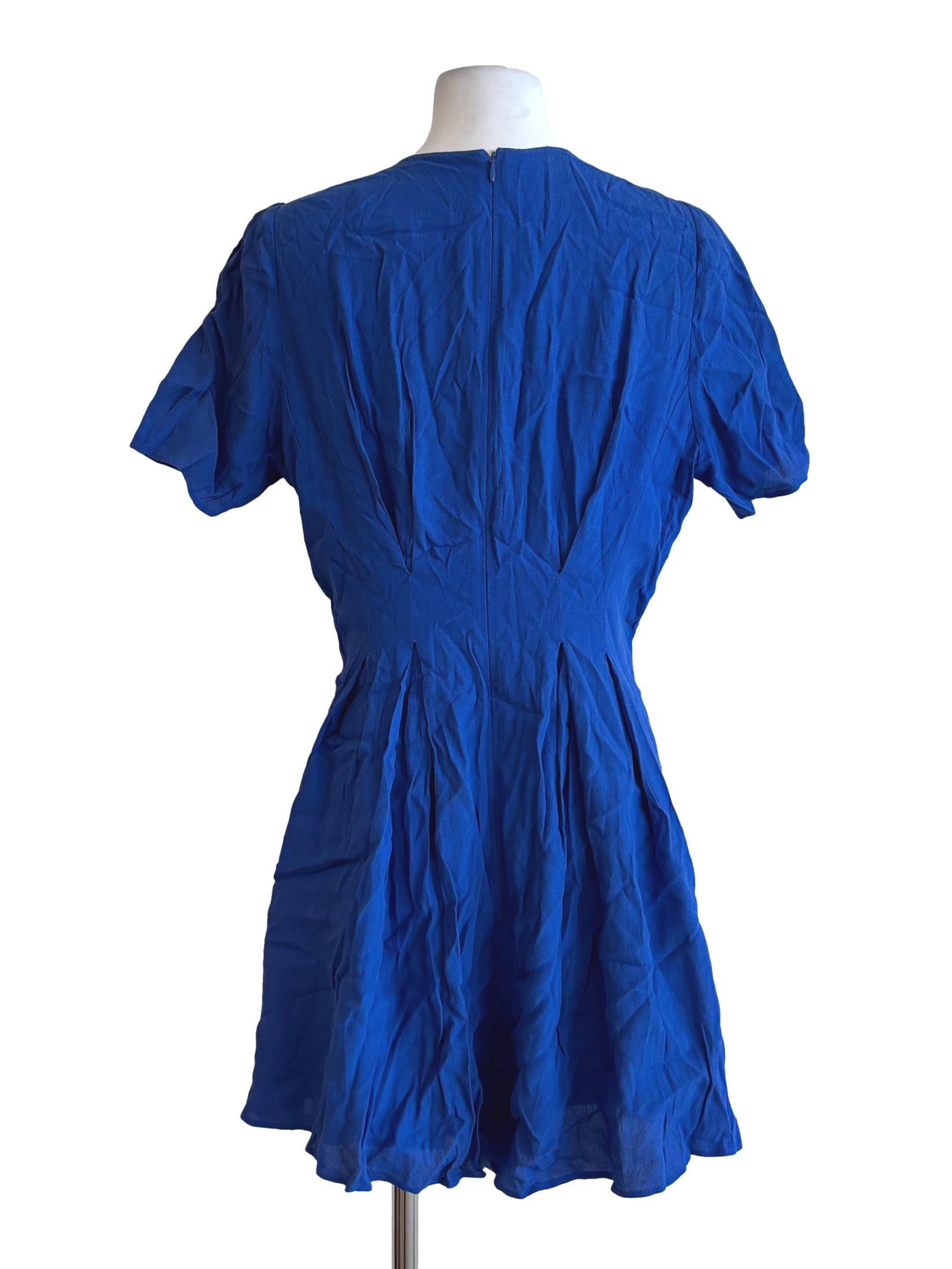 Cerulean Blue Fitted Waist Cotton Romper
