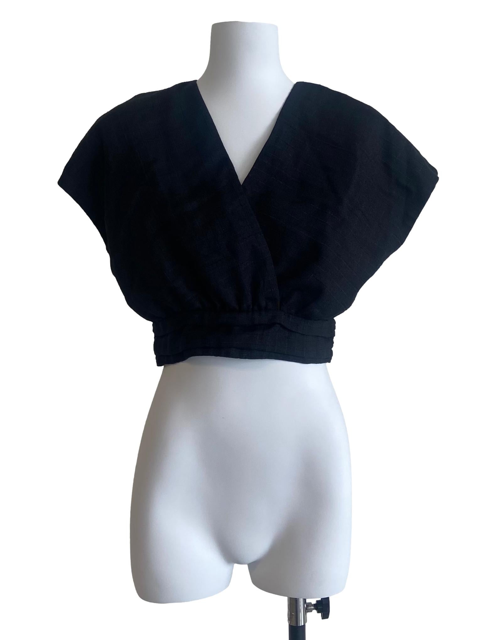 Black Sleeveless Batwing Crop Top LB