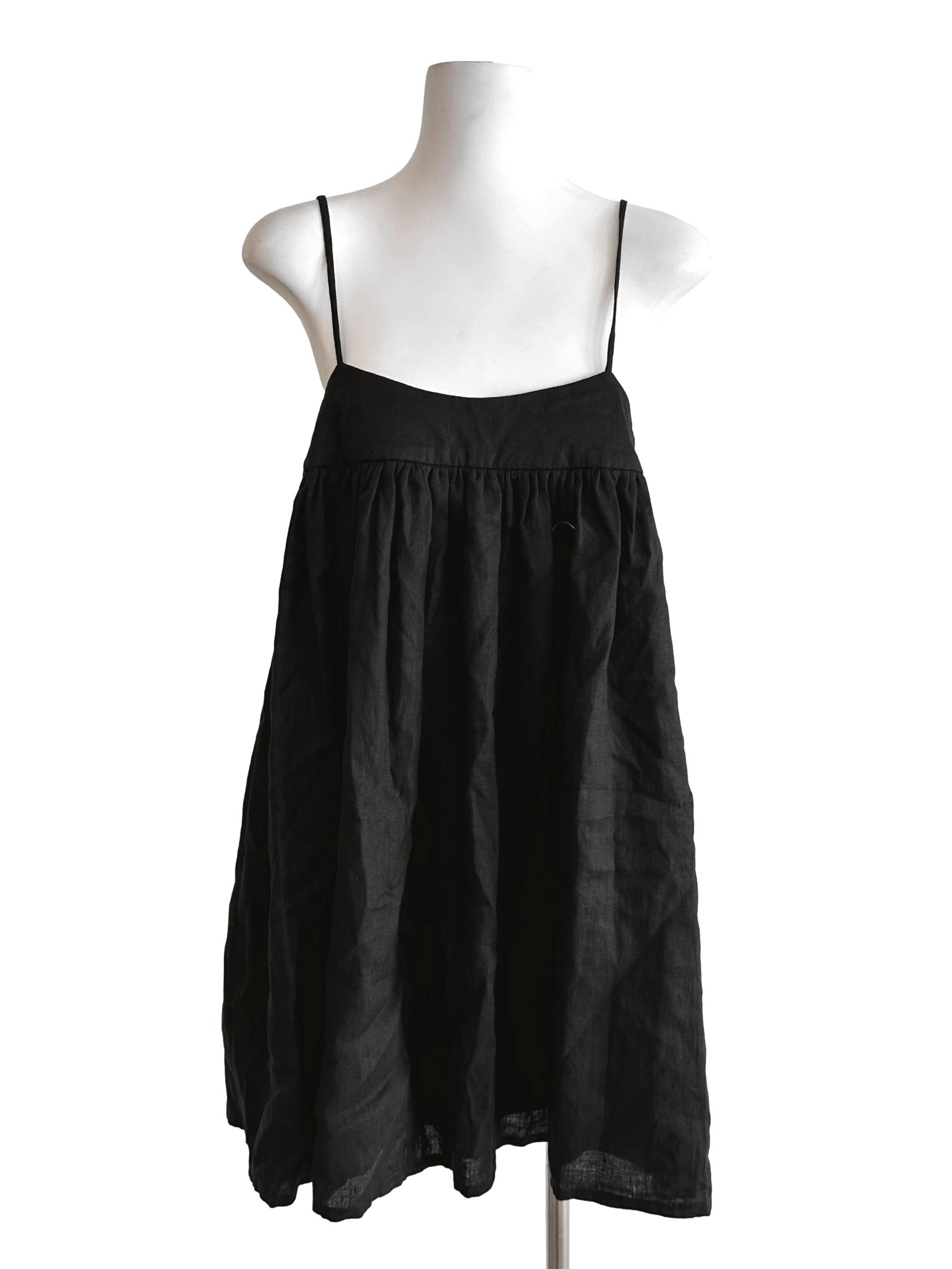 Charcoal Black Spaghetti Straps Mini Dress CM