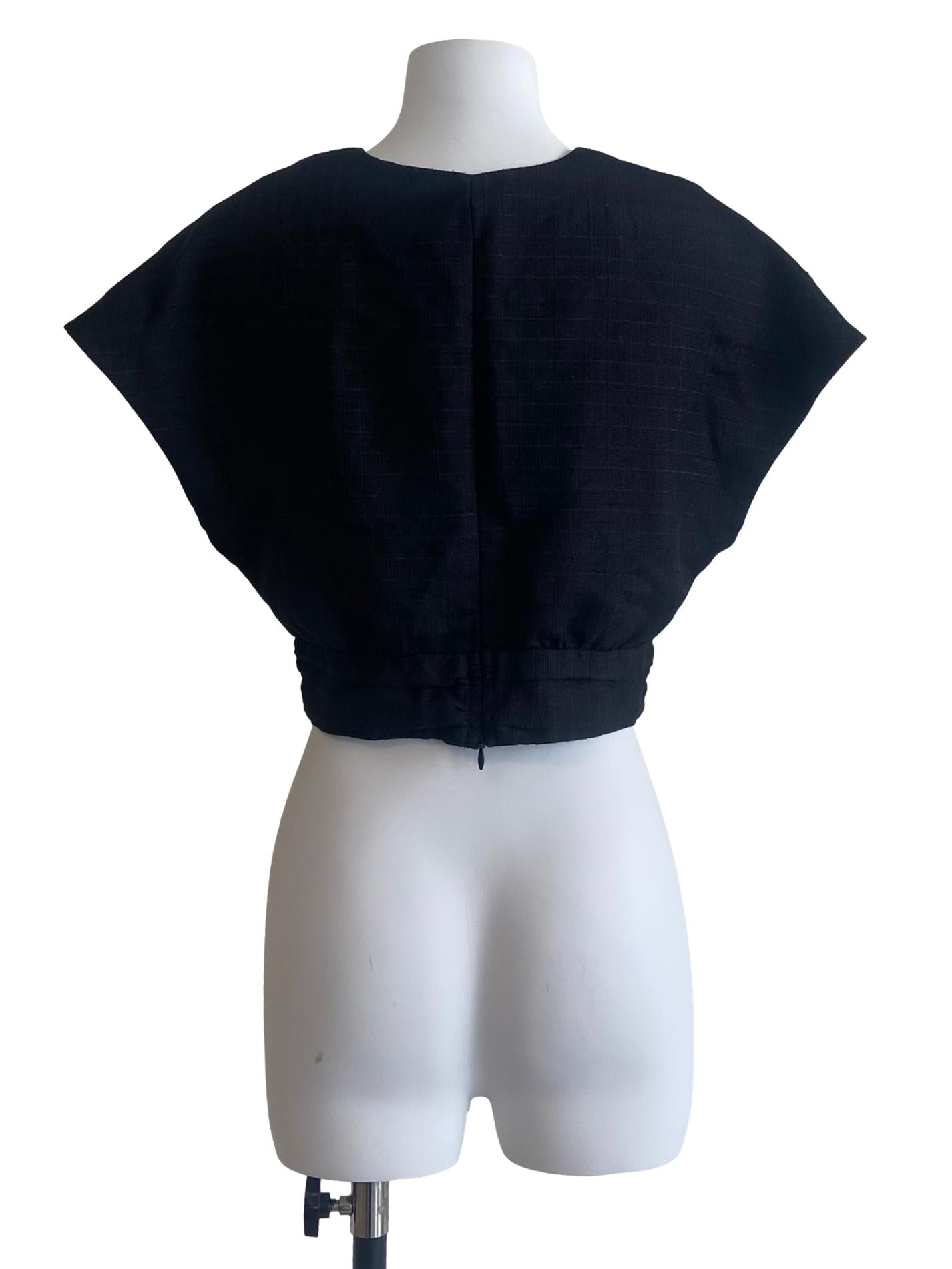 Black Sleeveless Batwing Crop Top LB