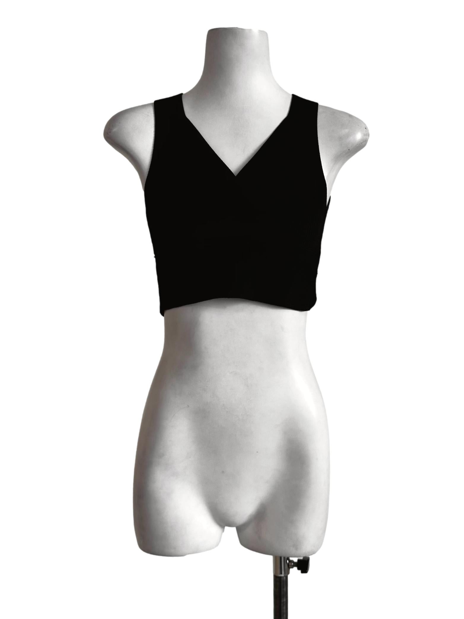 Black Pencil Stripes Crop Top LB