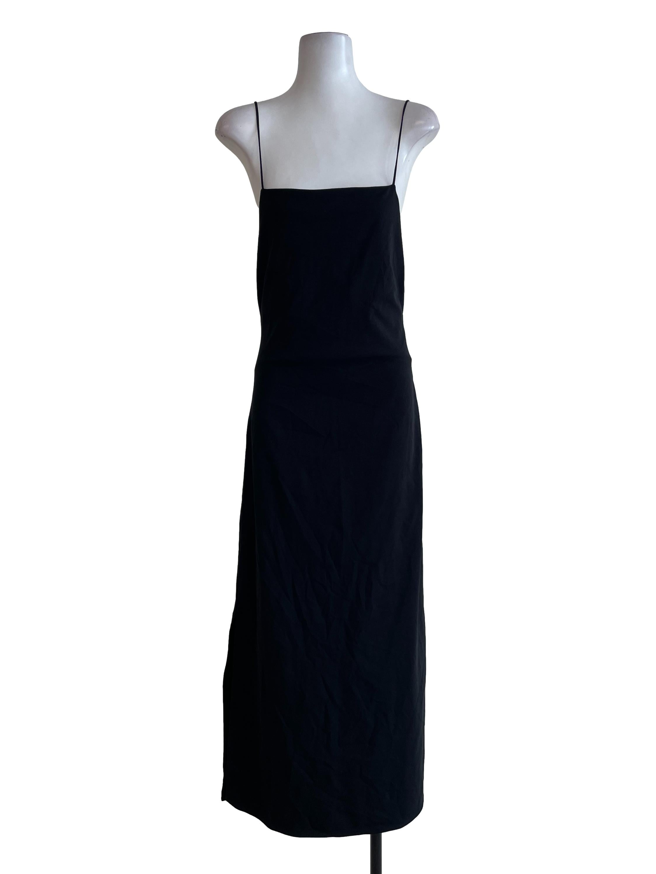 Black Plain Cross Back Dress