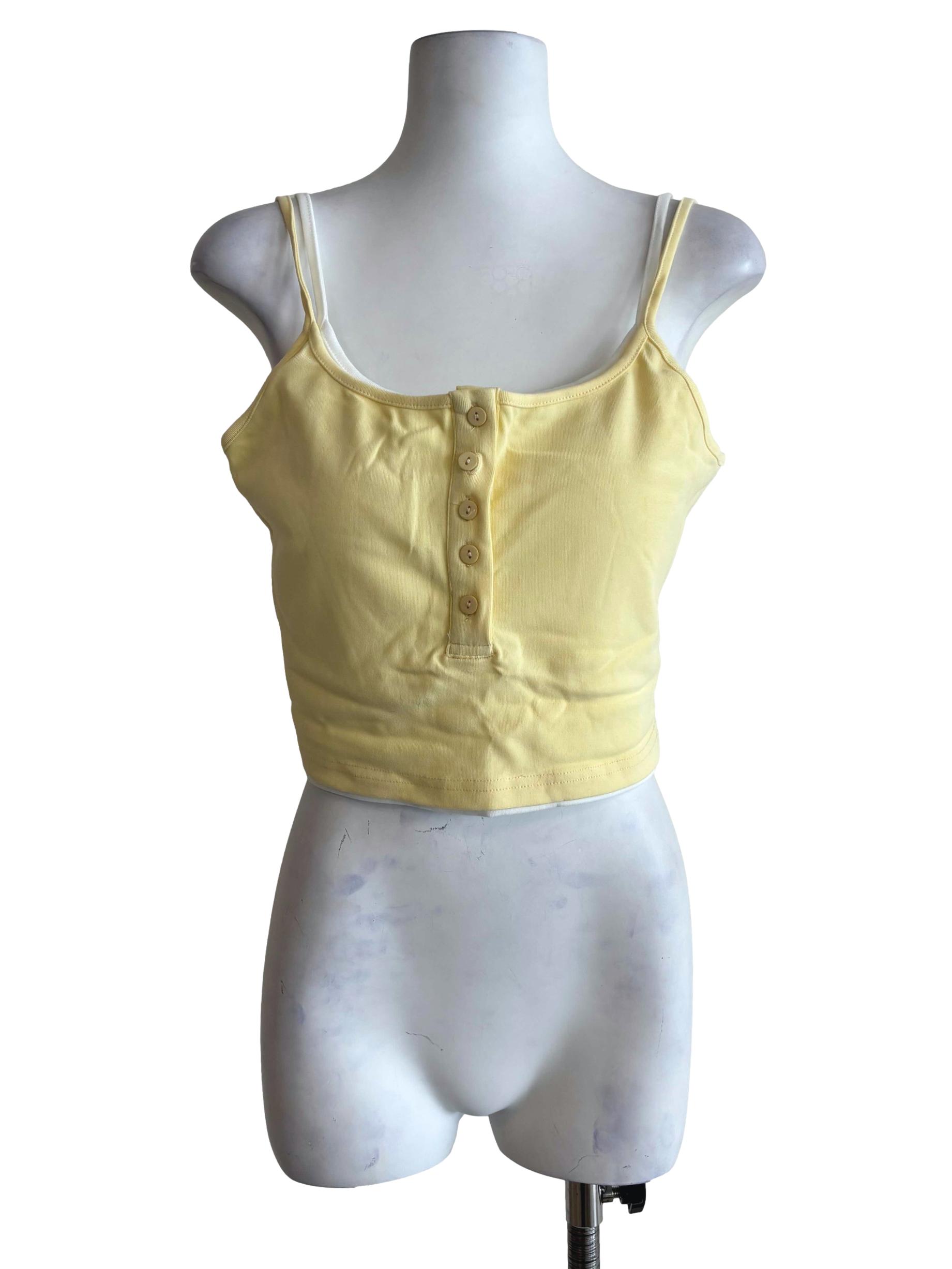 Yellow Amanda Layered Crop Padded Top