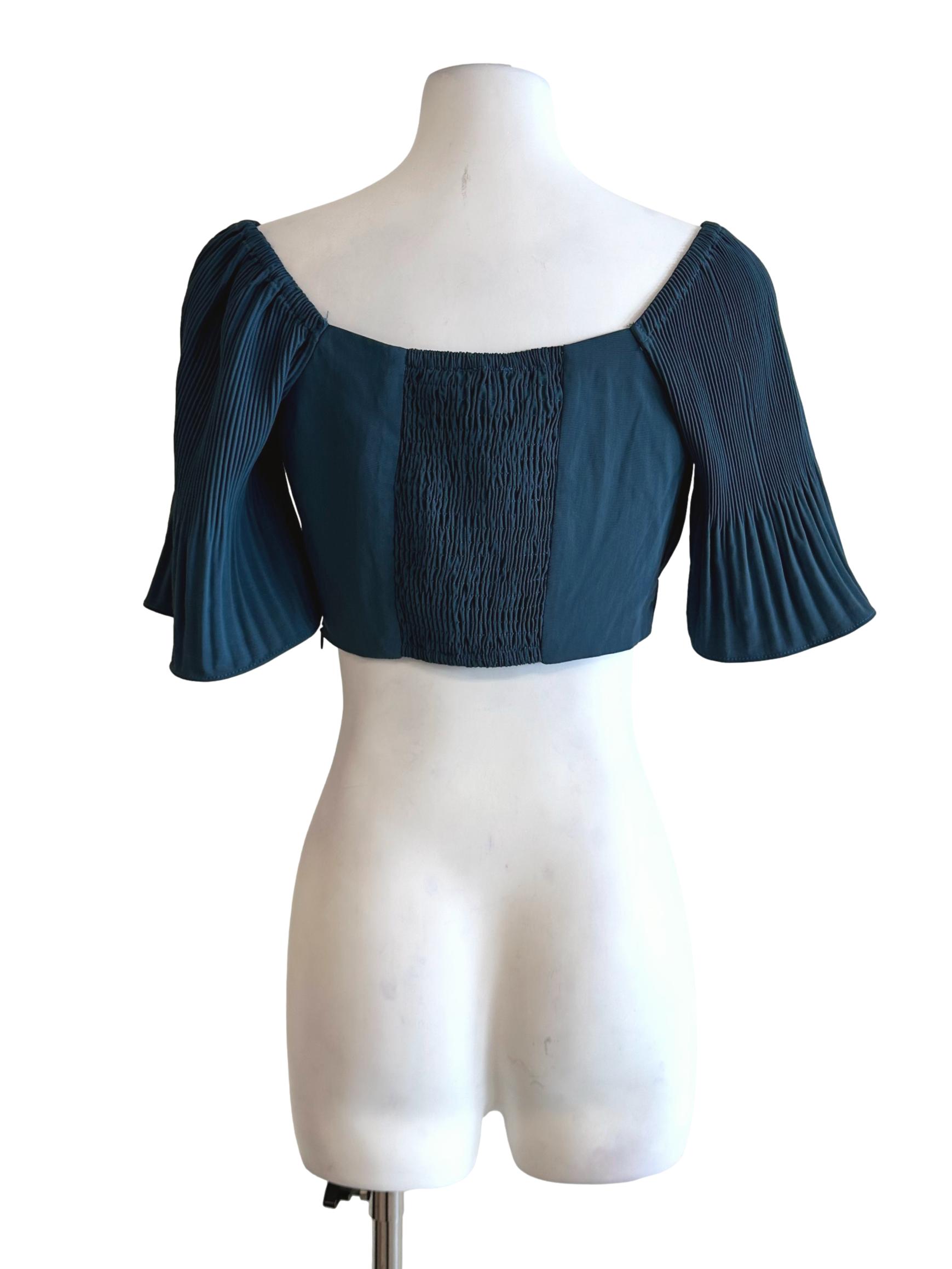 Aegean Blue Pleated Crop Top