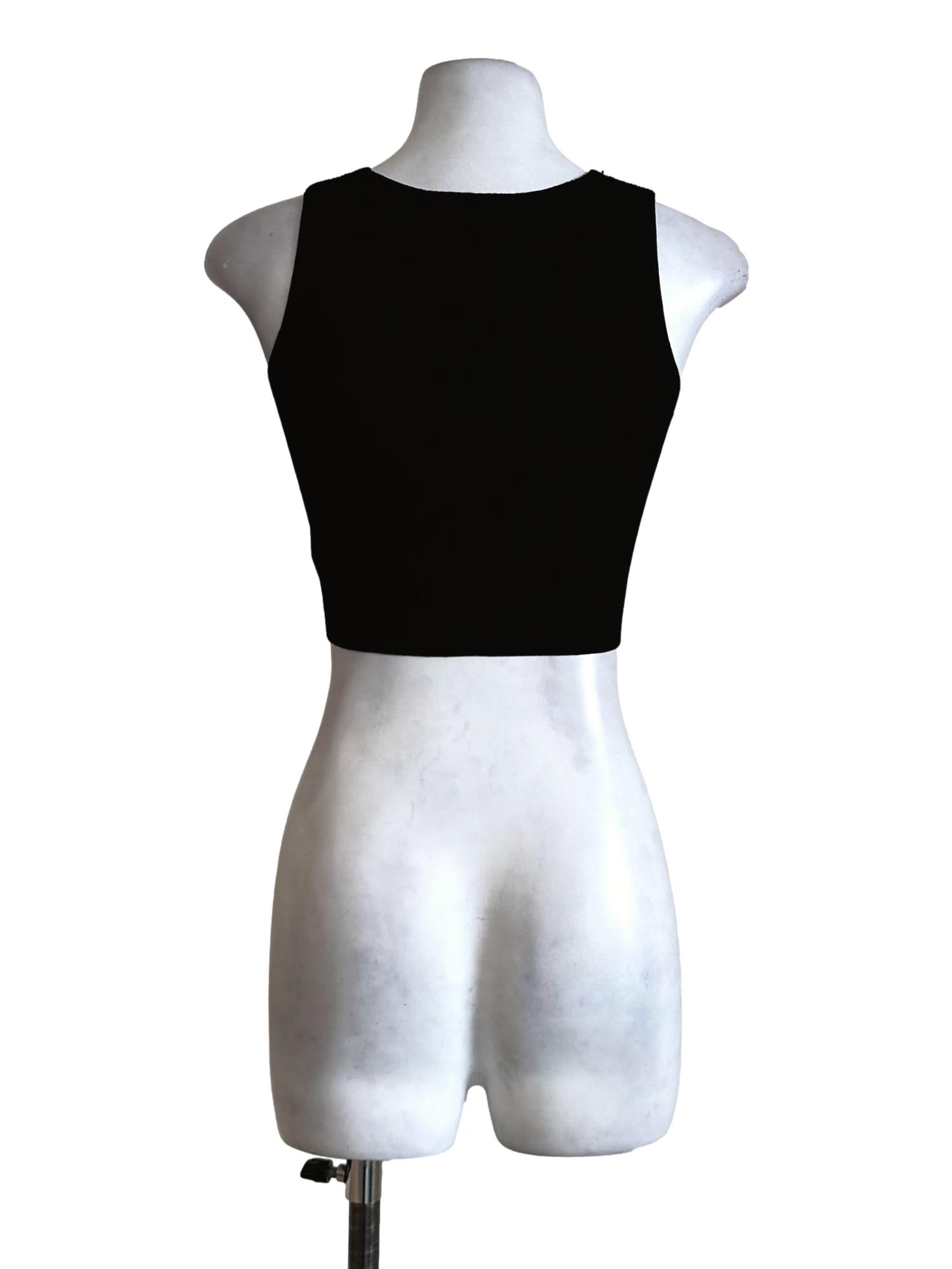 Black Pencil Stripes Crop Top LB